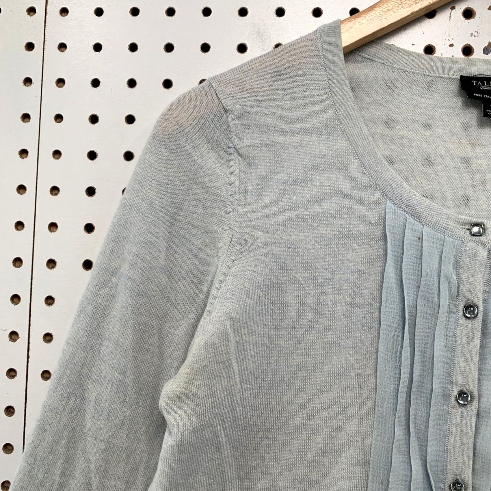 Talbots Talbots Sweater Cardigan Women Small Light Blue Pure Italian Merino Wool Pleated Size S / US 4 / IT 40 - 6 Thumbnail