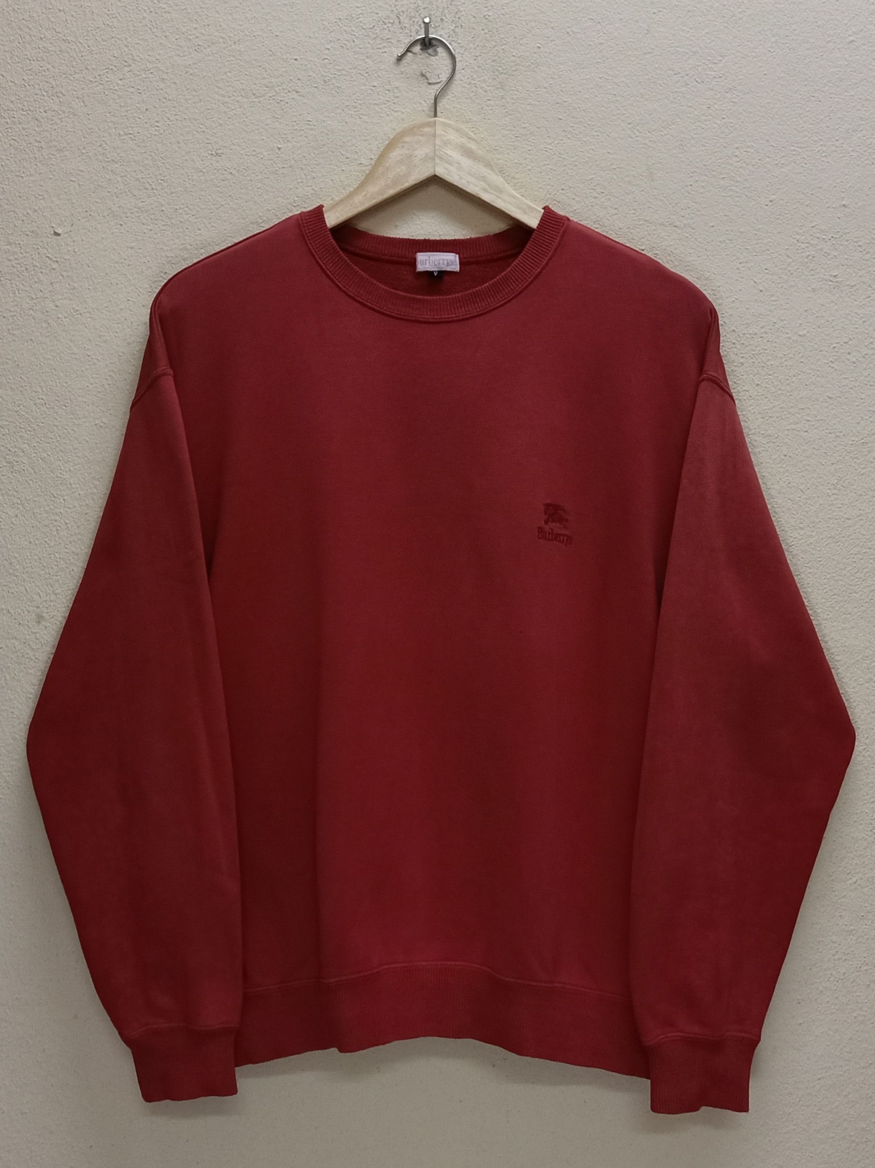 BURBERRYS Vintage 80s Embroidered Logo Red Sweatshirt