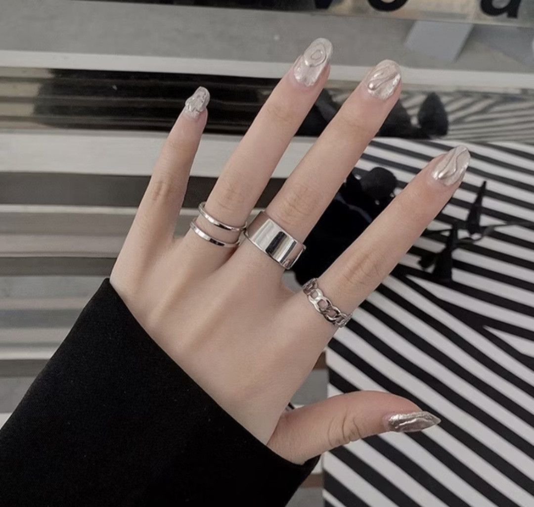 Japanese Brand Hip Hop hollow geometric open ring Size ONE SIZE - 3 Thumbnail