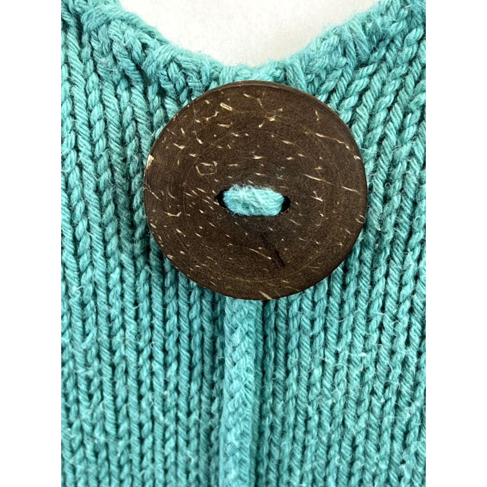 Vintage WOMENS Pure Handknit Oversized Pullover Chunky Sweater S/M Turquoise Casual Knit Size S / US 4 / IT 40 - 3 Thumbnail