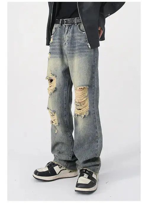 VIBE Vintage distressed washed high street loose ripped jeans Size US 32 / EU 48 - 6 Thumbnail