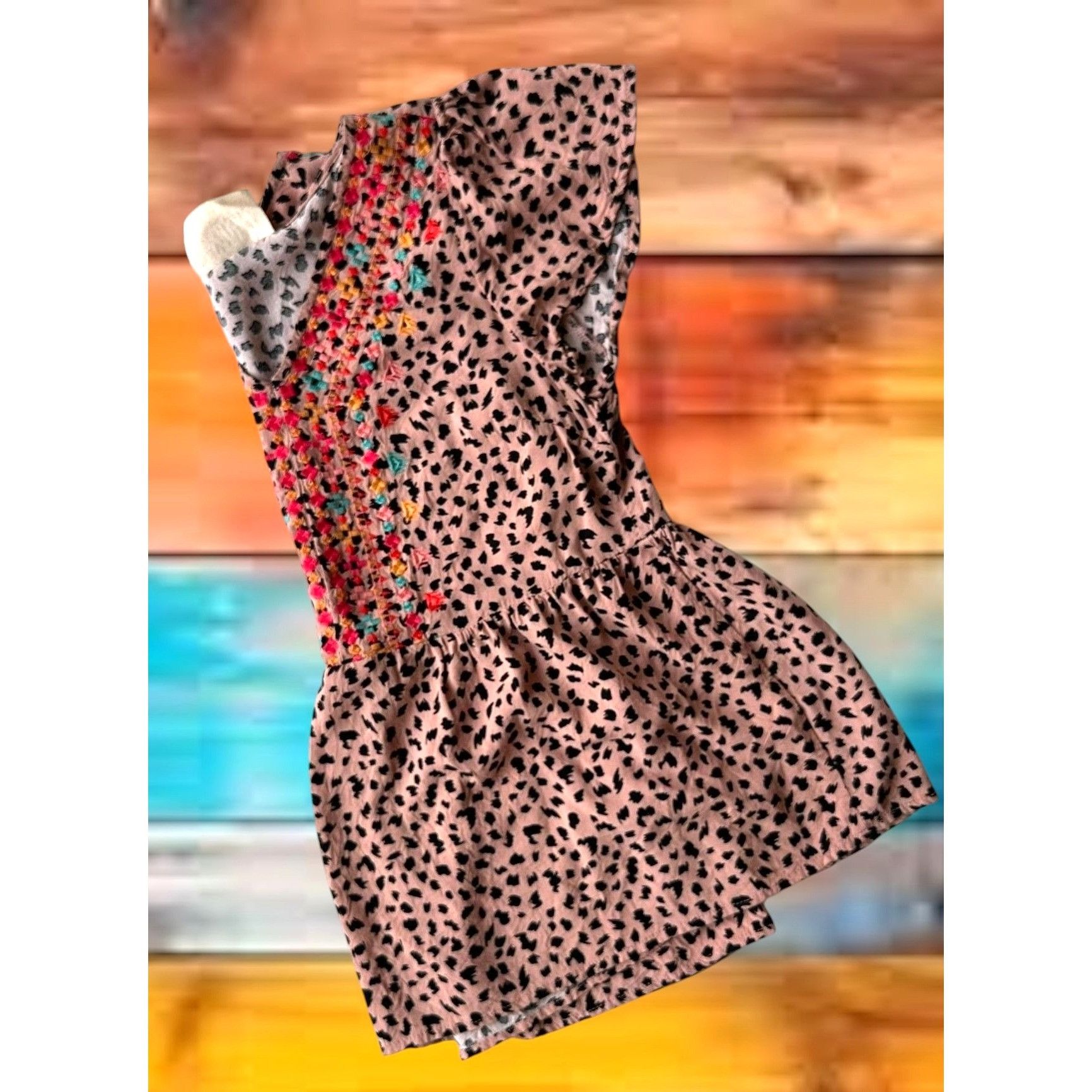 Other Savanna Jane Leopard Print Blouse Small Embroidered Artsy Size S / US 4 / IT 40 - 6 Thumbnail