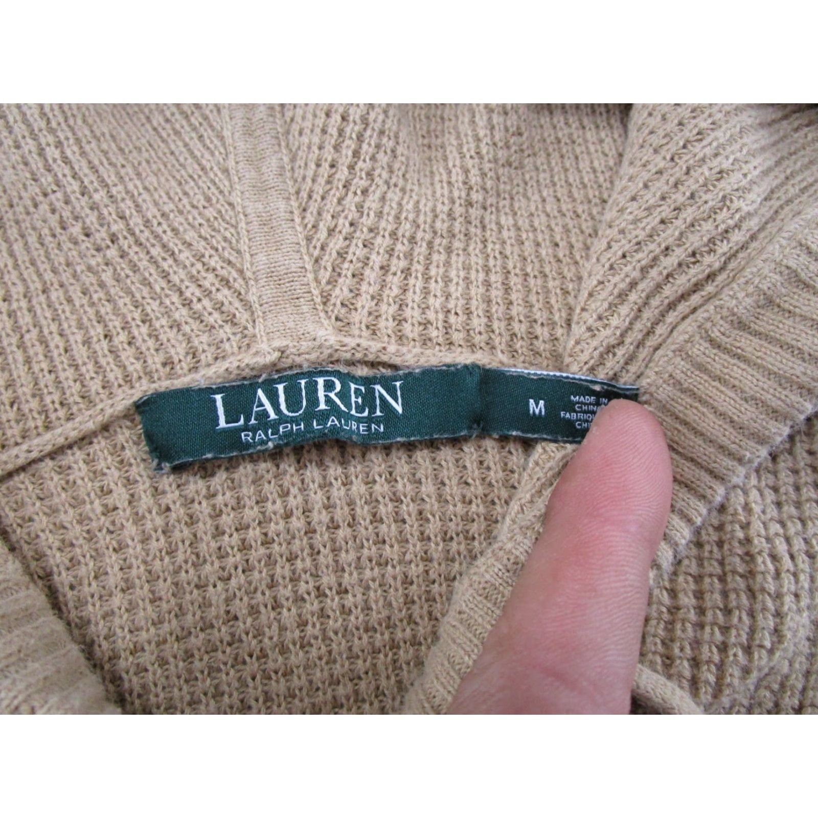 Ralph Lauren VTG Y2K Lauren Ralph Lauren Women's Beige Thermal Knit Hoodie Size M Pullover Size M / US 6-8 / IT 42-44 - 2 Thumbnail