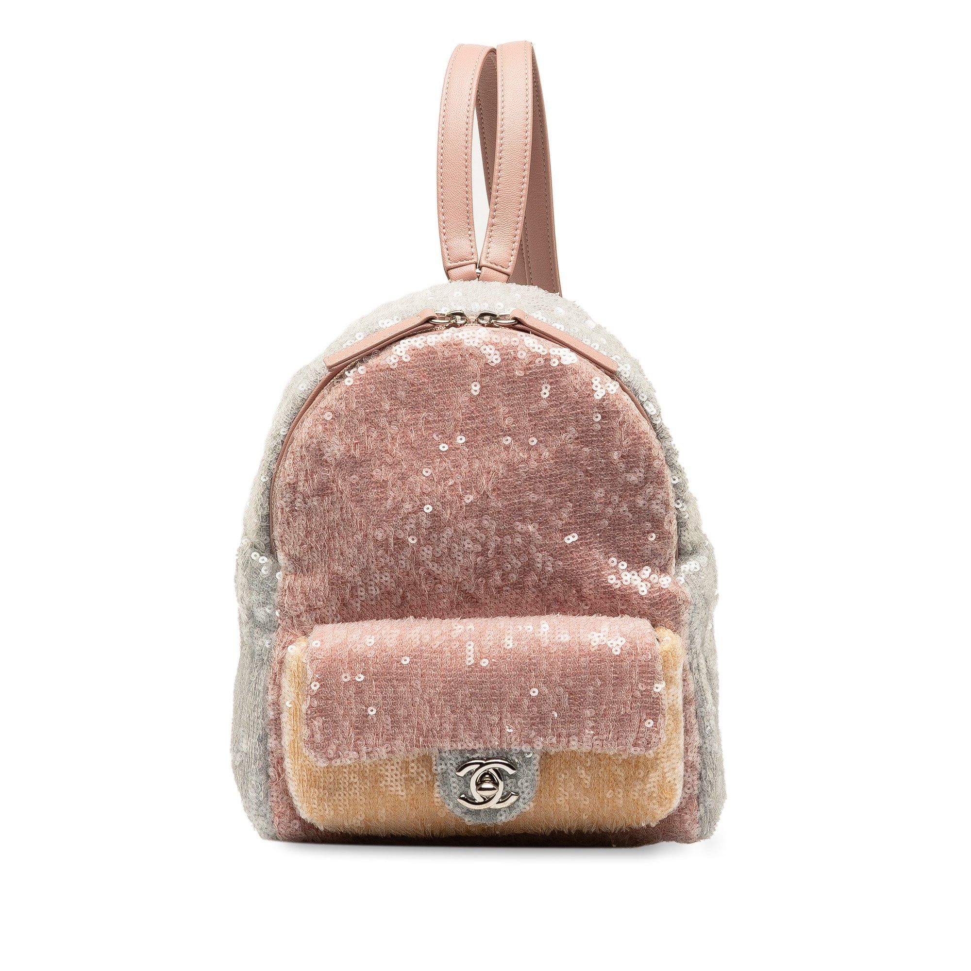 image of Chanel Mini Waterfall Sequins Tricolor Backpack in Pink, Women's