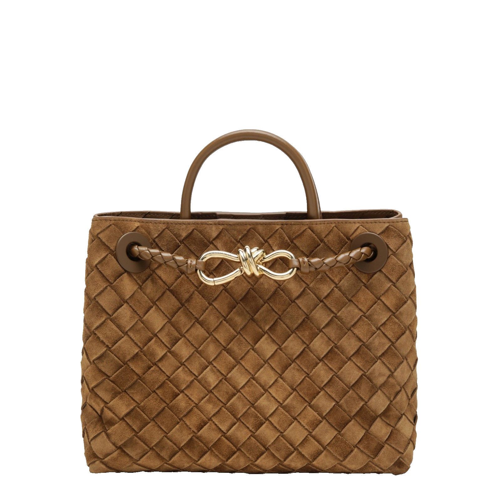 Bottega Veneta BOTTEGA VENETA Caramel Woven Suede Small Andiamo Handbag New Size ONE SIZE - 1 Thumbnail
