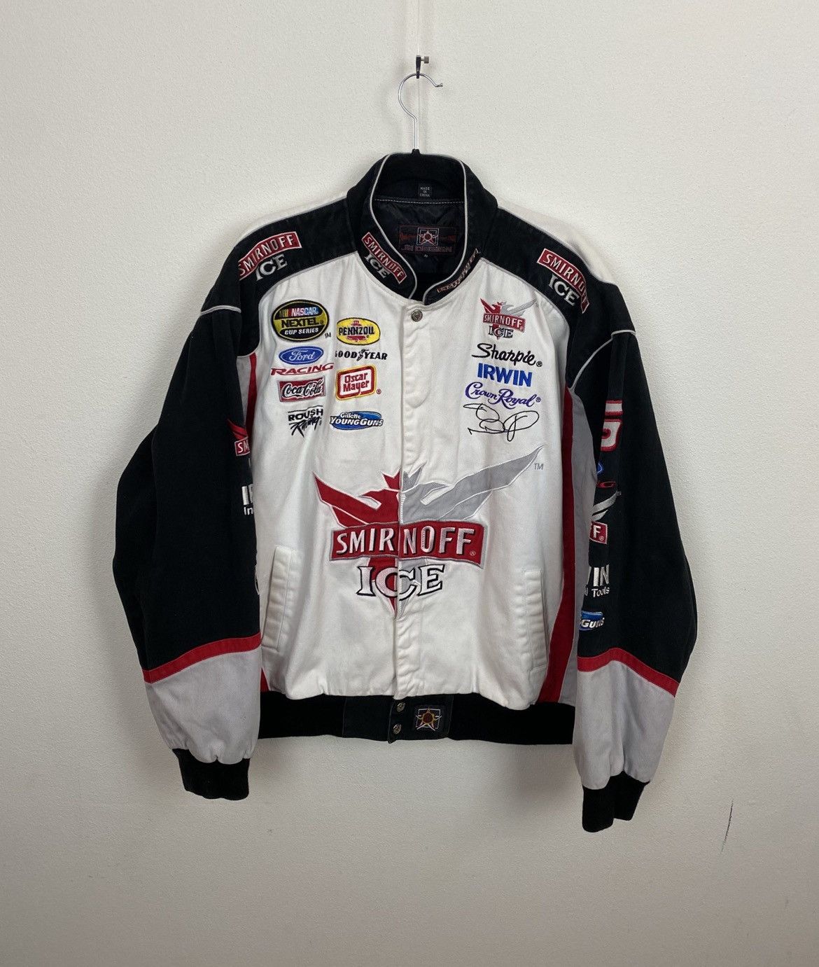 image of Vintage Jh Design Nascar Smirnoff Ice Racing Jacket in White, Men's (Size XL)