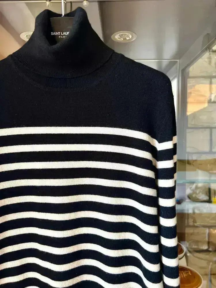 Saint Laurent Paris Saint Laurent Paris 17AW Stripes Hi-neck Knitwear-2507 Size US S / EU 44-46 / 1 - 8 Thumbnail