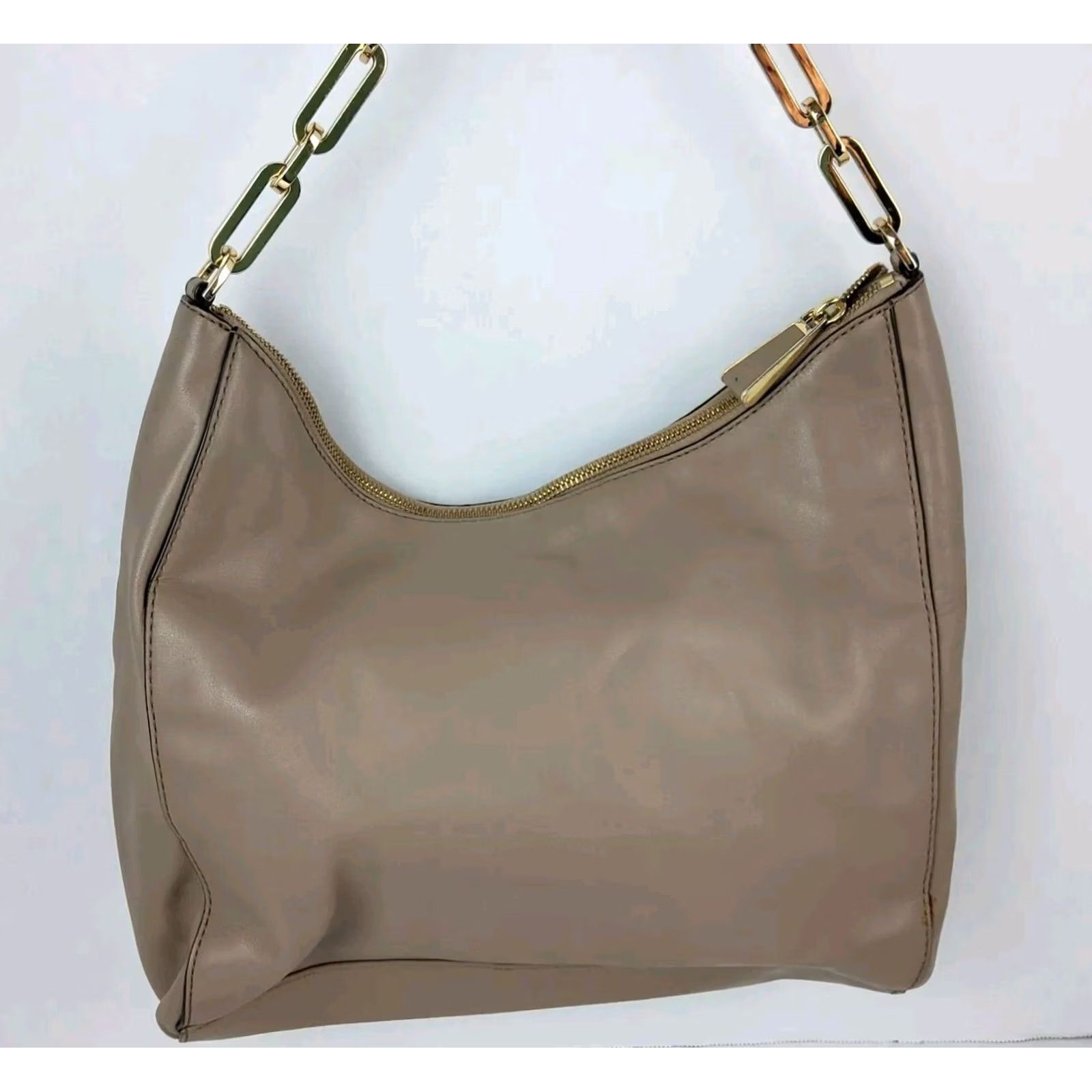Michael Kors Michael Kors Leather Shoulder Bag Purse MK Triple Zip Leather Taupe Women Size ONE SIZE - 4 Thumbnail