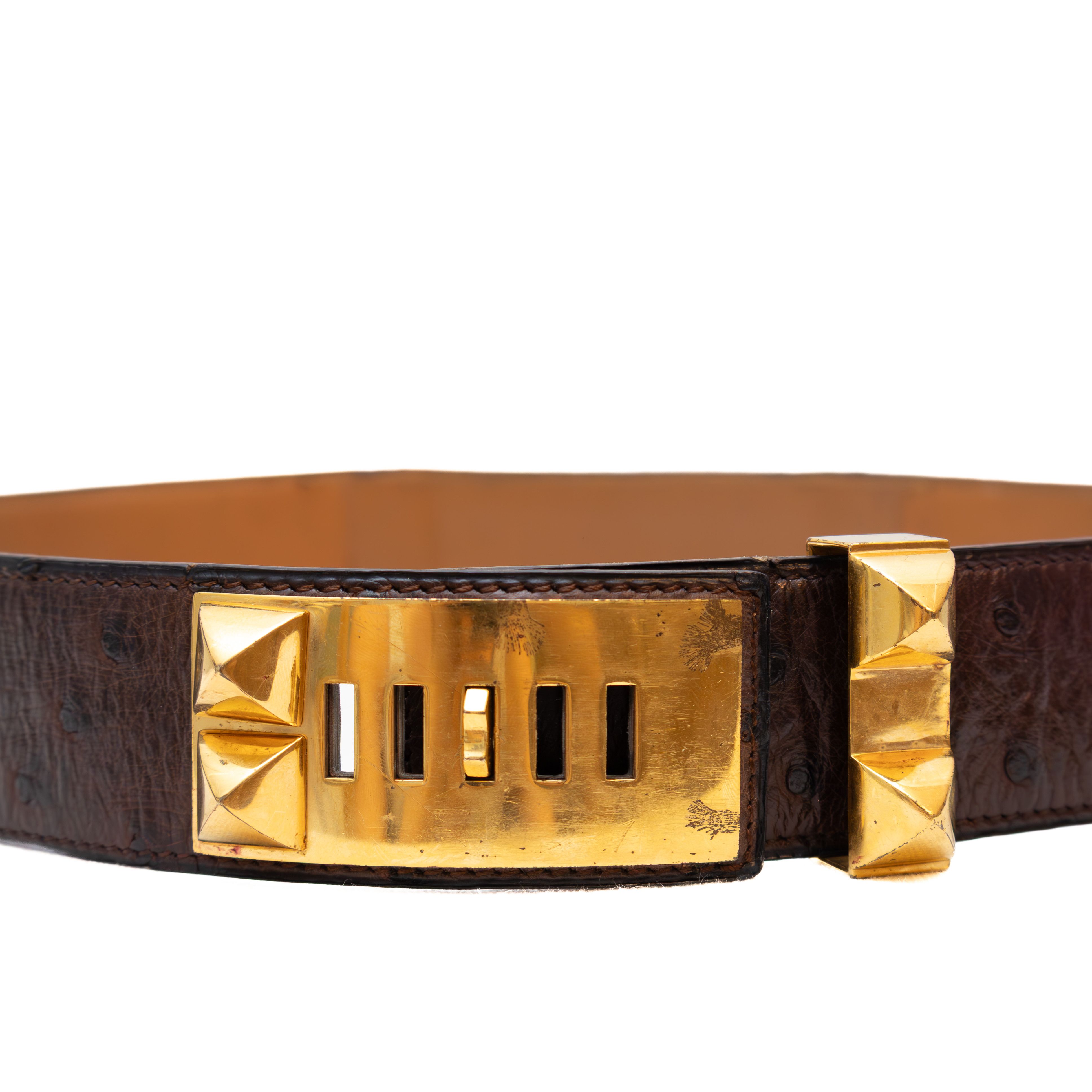 Hermes VTG 9000$ Hermès Collier de Chien Belt Ostrich Leather Size ONE SIZE - 11 Thumbnail