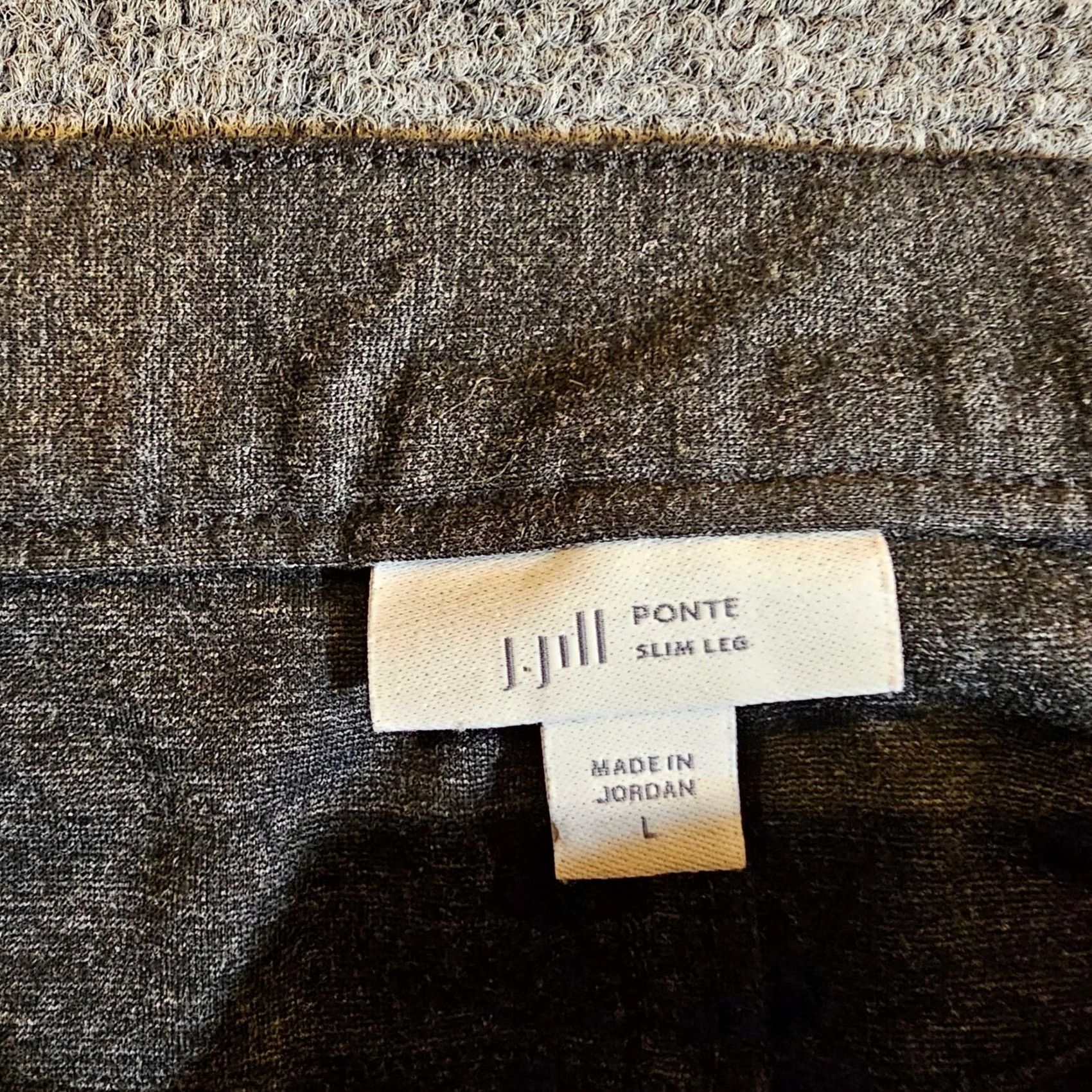 J. Jill J. Jill Pant Womens Large Gray Ponte Slim Leg Elastic Waist Stretchy Casual Basic Size 25" / US 0 / IT 36 - 3 Thumbnail