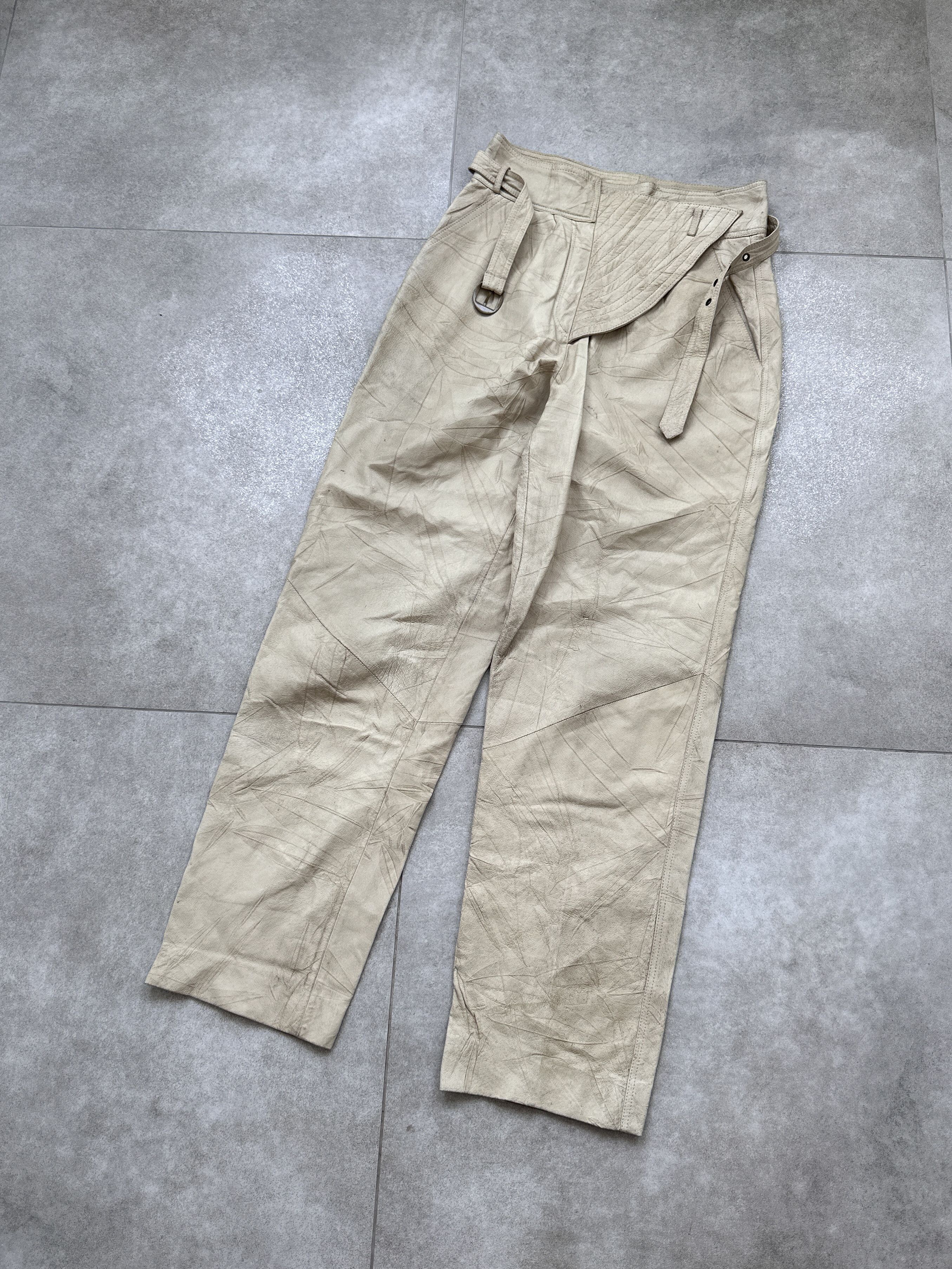 Leather Vintage Leather Japanese Beige Pants Size 28" / US 6 / IT 42 - 1 Thumbnail