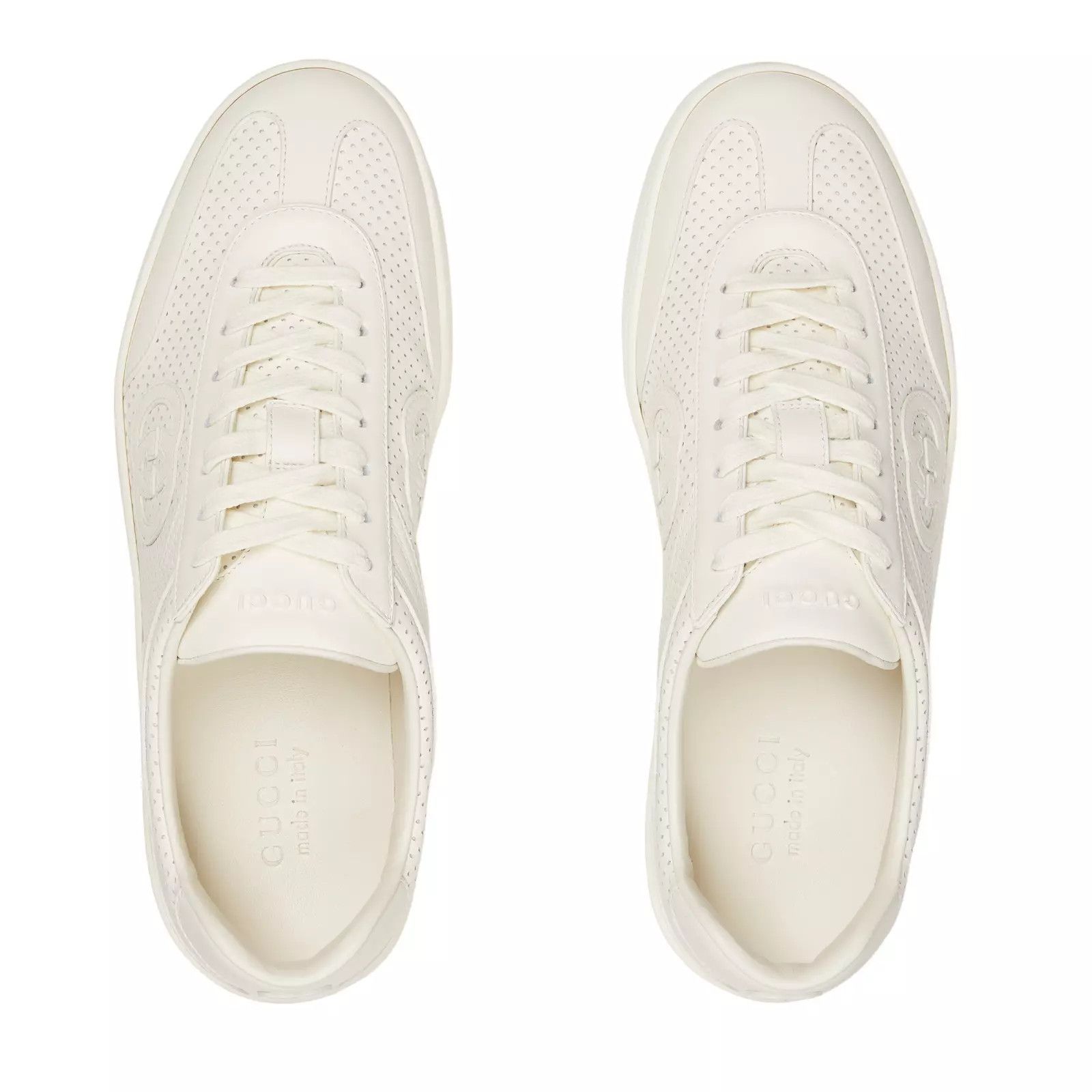 Gucci GUCCI Interlocking G Men's White Leather Sneakers New Auth Size US 5.5 / EU 38 - 4 Thumbnail