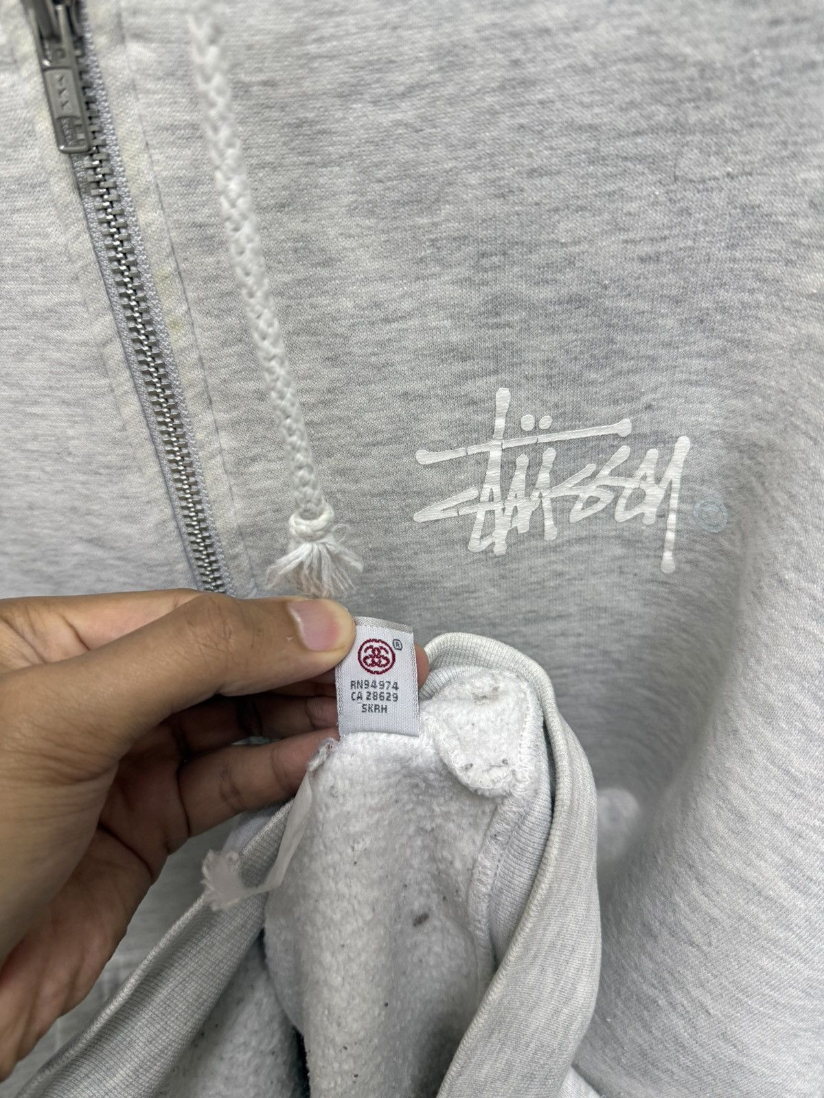 Stussy 2000s Distressed Stussy Signature Thrash Zip Up Hoodie Size US S / EU 44-46 / 1 - 8 Thumbnail