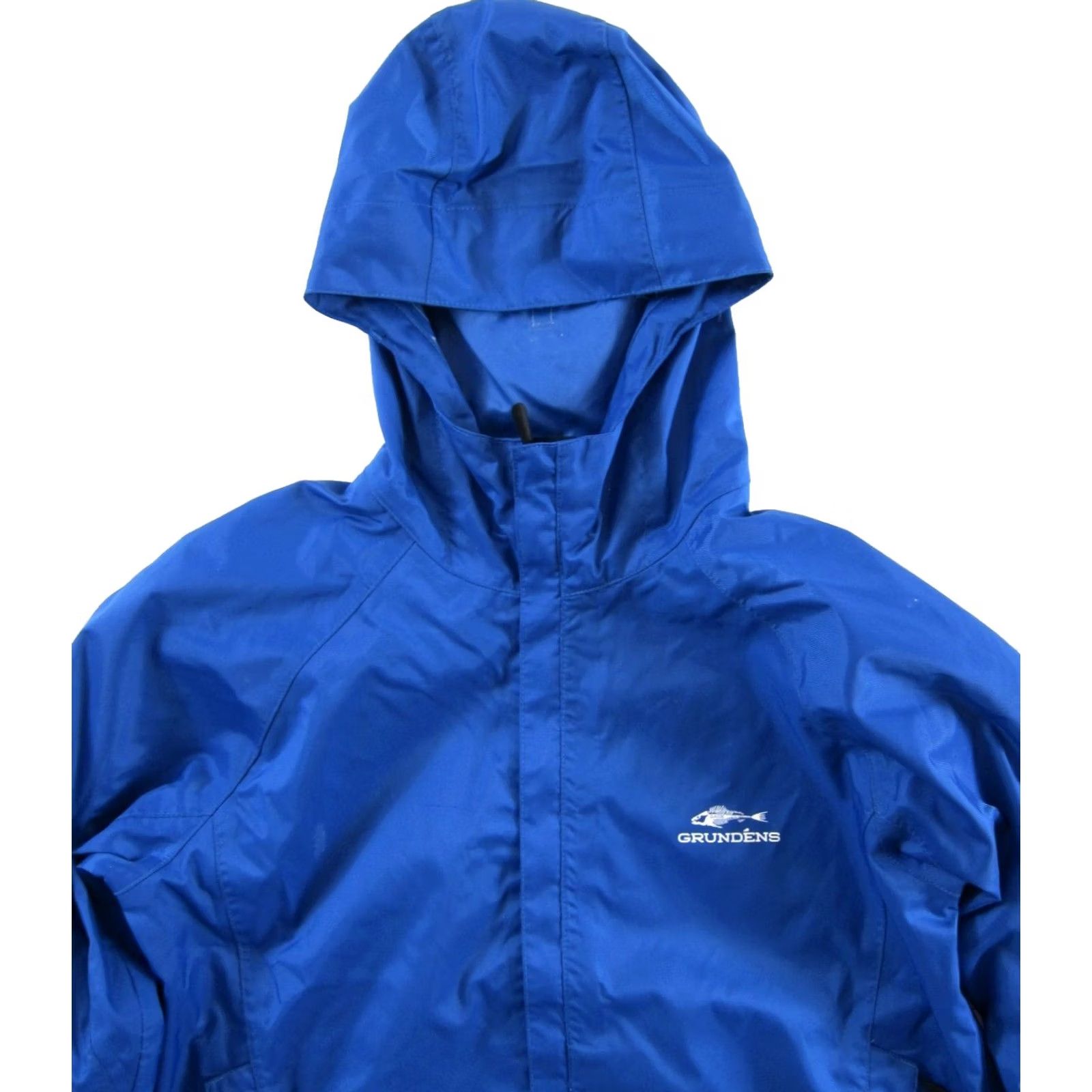 Vintage GRUNDENS 100% Nylon Marine Blue Hooded Full Zip Rain Wind Jacket Men Medium Size US M / EU 48-50 / 2 - 4 Thumbnail