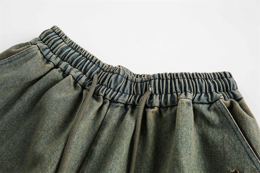 Japanese Brand × Jean Men's washed distressed denim shorts with metal decoration Size US 32 / EU 48 - 3 Thumbnail