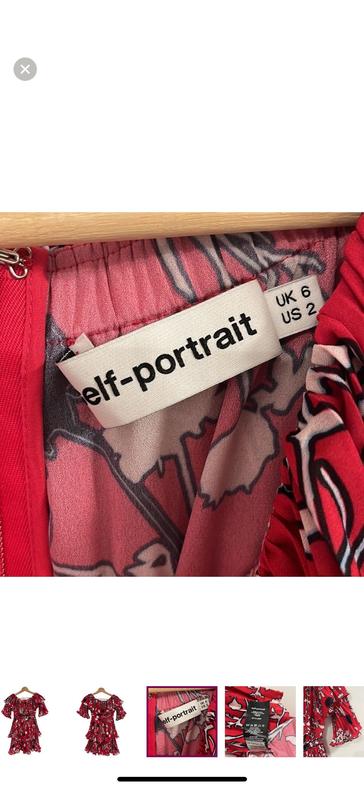 Self-Portrait Off shoulder pleated floral pattern mini dress Size XS / US 0-2 / IT 36-38 - 6 Thumbnail