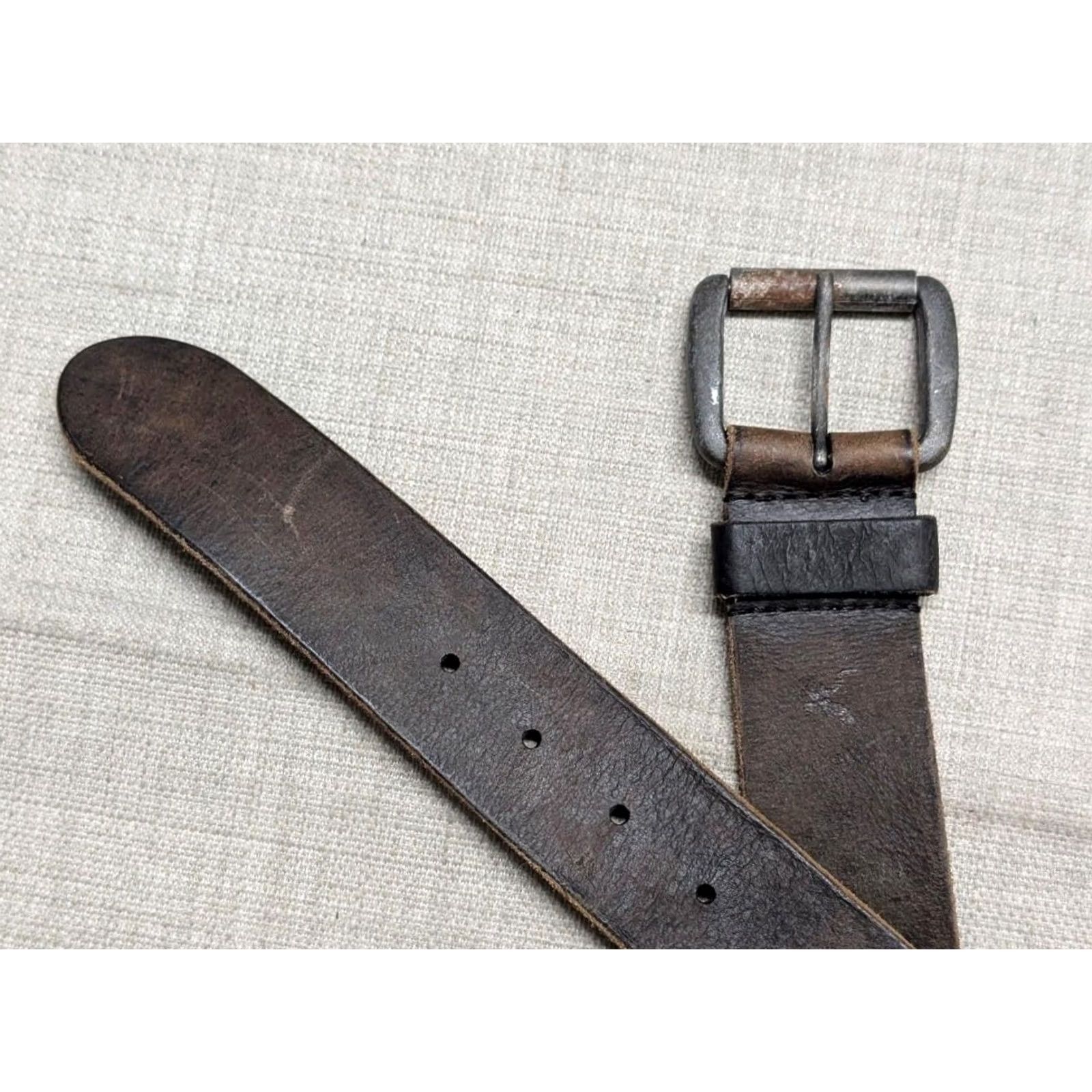 Vintage VINTAGE American Eagle leather belt 36 brown cowhide full grain Rustic Mens Belt Size 36 - 3 Thumbnail