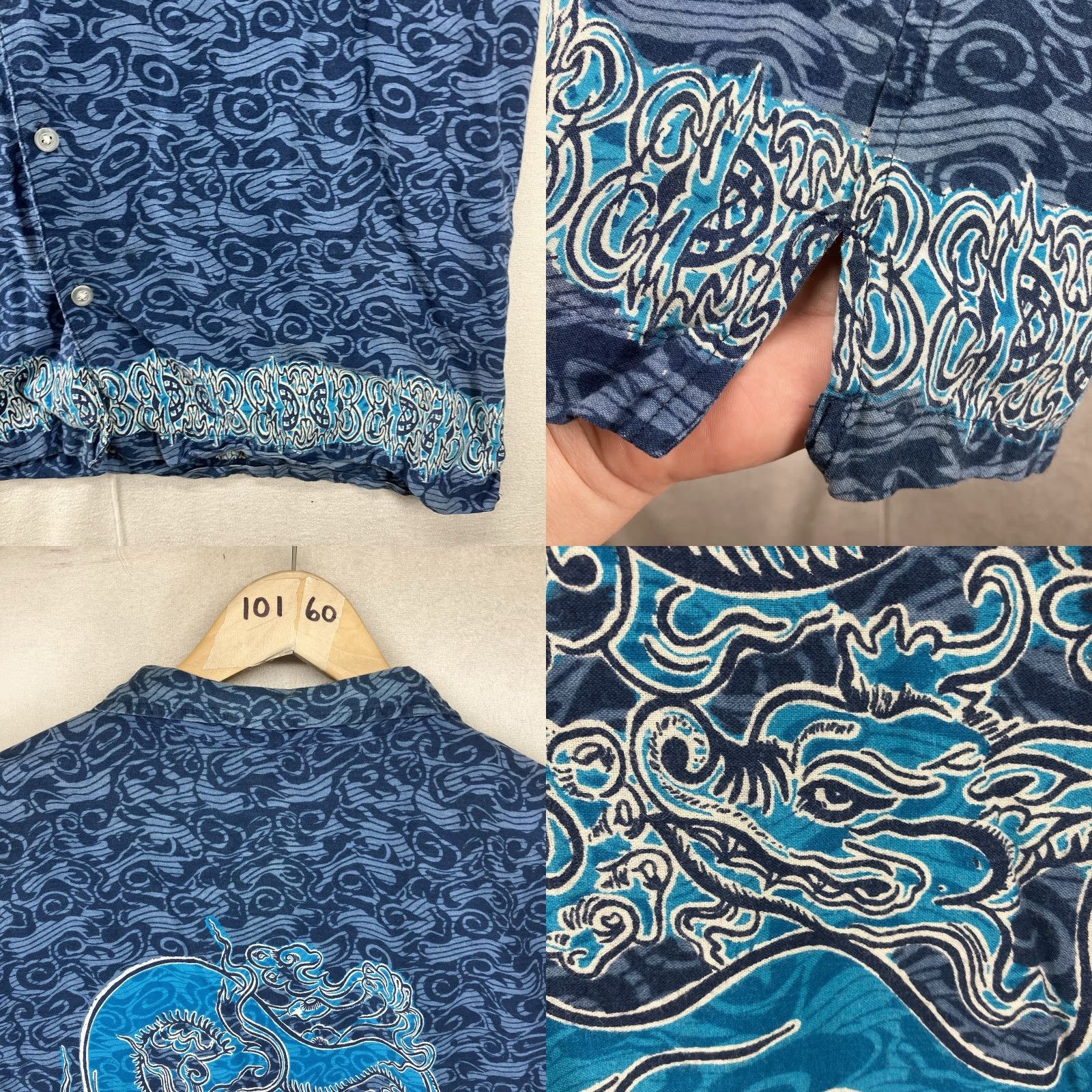 Vintage VINTAGE Jnco Style Blue Dragon Button-Down Shirt Mens XL All Over Print Casual 90s Art Fire Size US XL / EU 56 / 4 - 8 Thumbnail