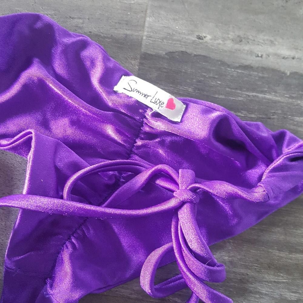 Designer Purple Gold Summer Luxe Bikini Bottoms Size ONE SIZE - 4 Thumbnail