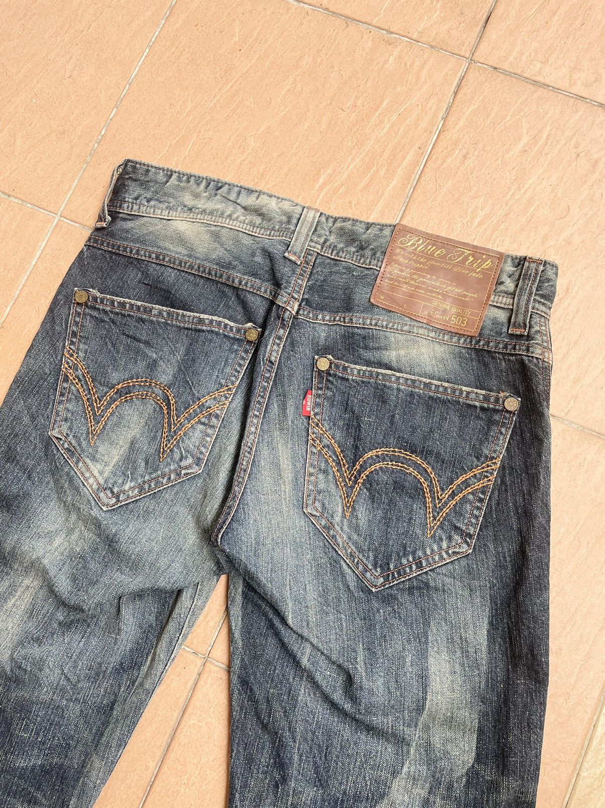 Edwin × Vintage 🔥🔥Edwin 503 blue trip jeans🔥🔥 Size US 33 - 5 Thumbnail