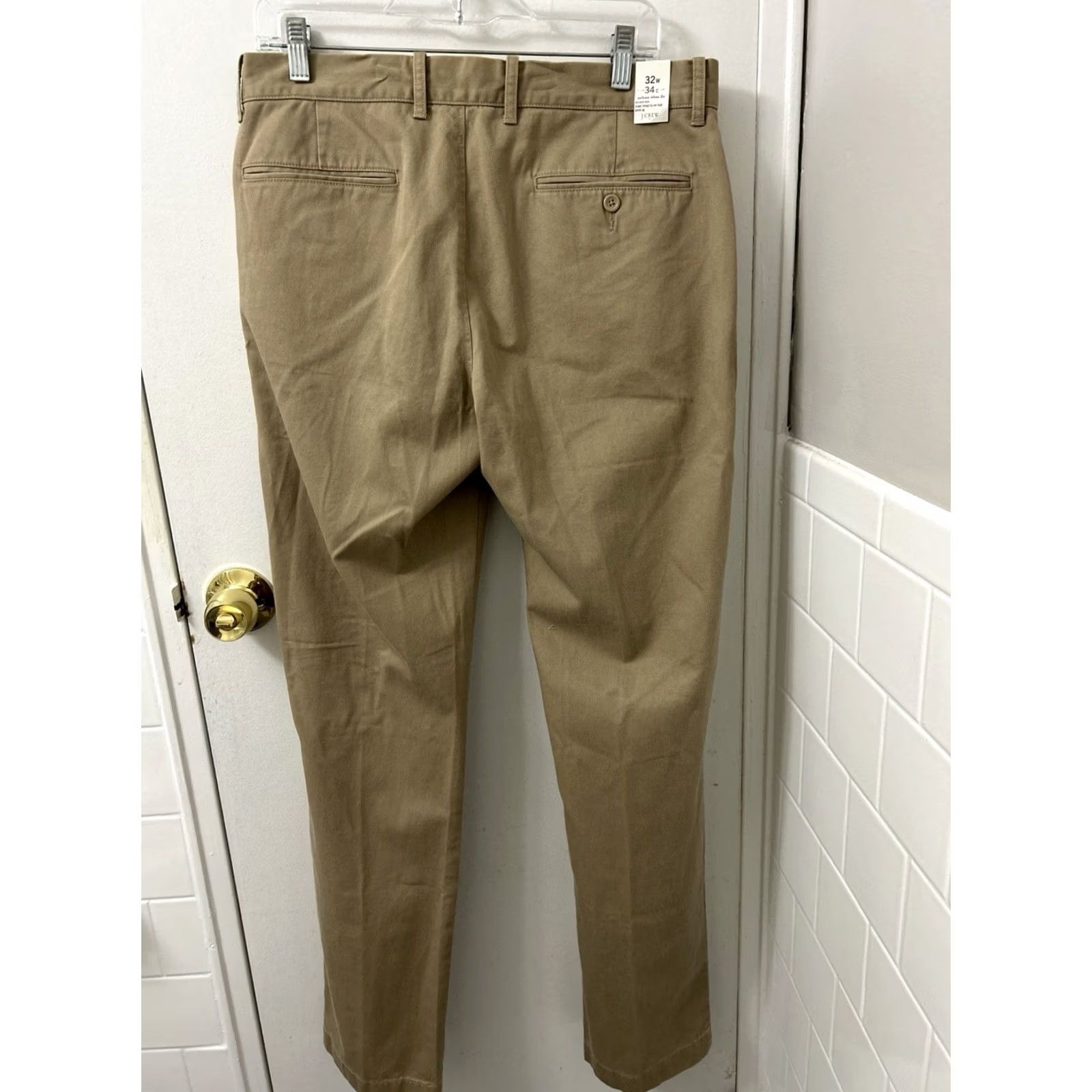 Vintage J. Crew Factory Urban Slim Fit Chinos Pants Mens 32x34 Khaki Tan Slim Fit 5-Pocket Zipper Button Casual Workwear Business Cotton Canvas Size US 32 / EU 48 - 6 Thumbnail