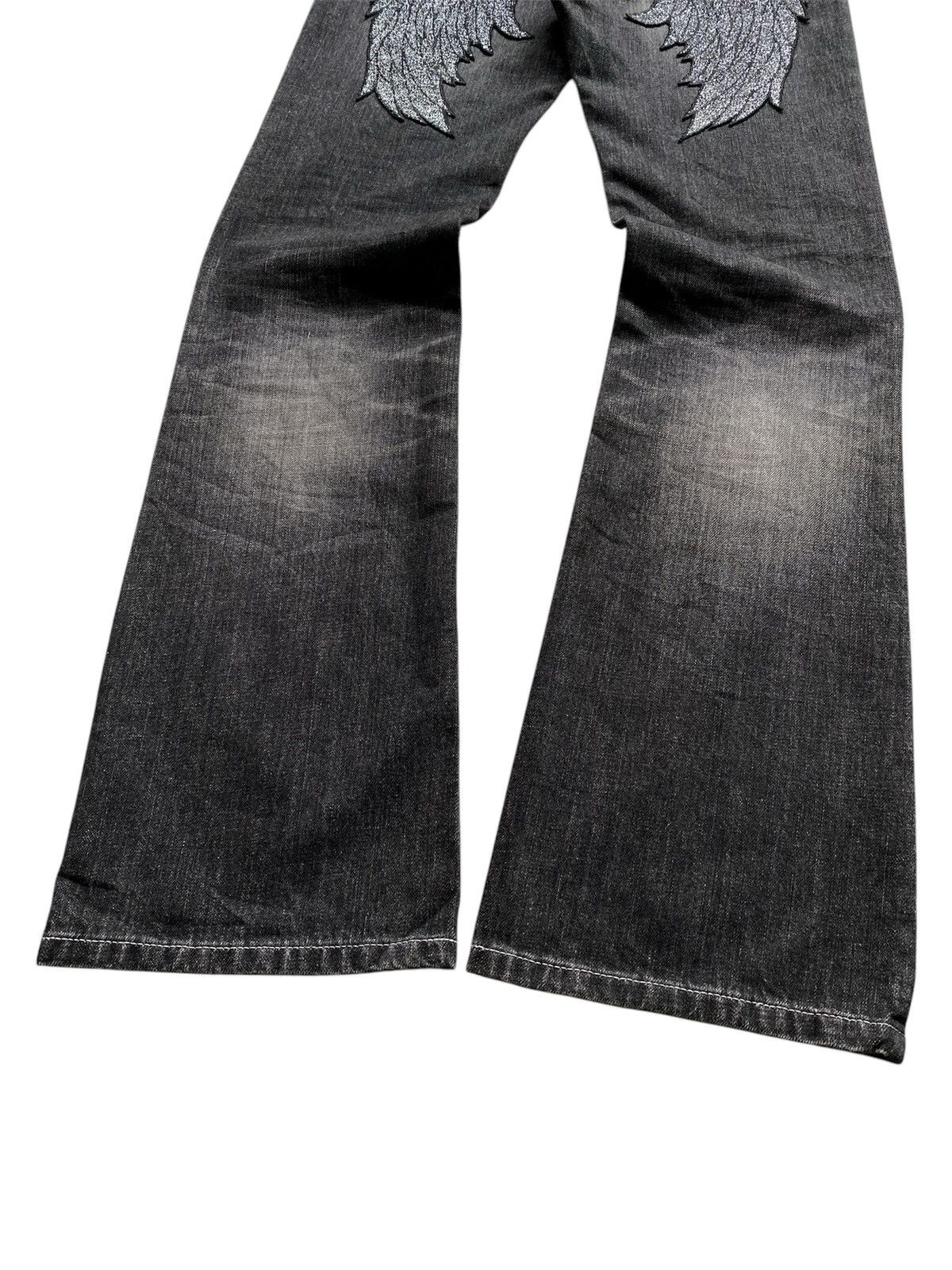 If Six Was Nine 💥Sick💥 Roen Wing Denim Flare Jeans Size US 31 - 3 Thumbnail
