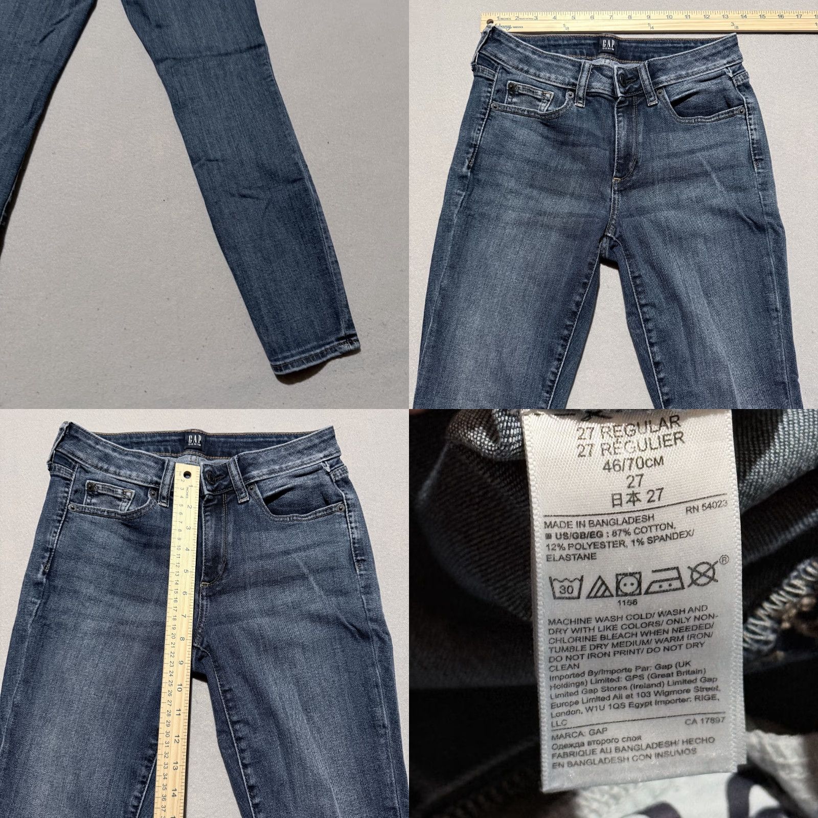 Gap Gap Jeans Women's Blue Denim Stretch Low Rise Skinny 27 Jeans - 27, Slim, 5-Pocket, Regular, Cotton, Gap Size 27" / US 4 / IT 40 - 8 Thumbnail