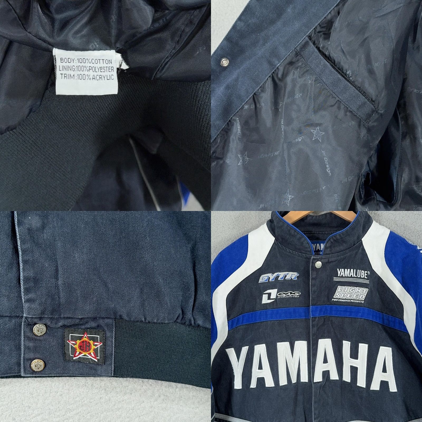Yamaha VINTAGE Yamaha Racing Jacket Mens XL JH Design Blue Cotton Twill Y2K Moto Biker Size US XL / EU 56 / 4 - 8 Thumbnail