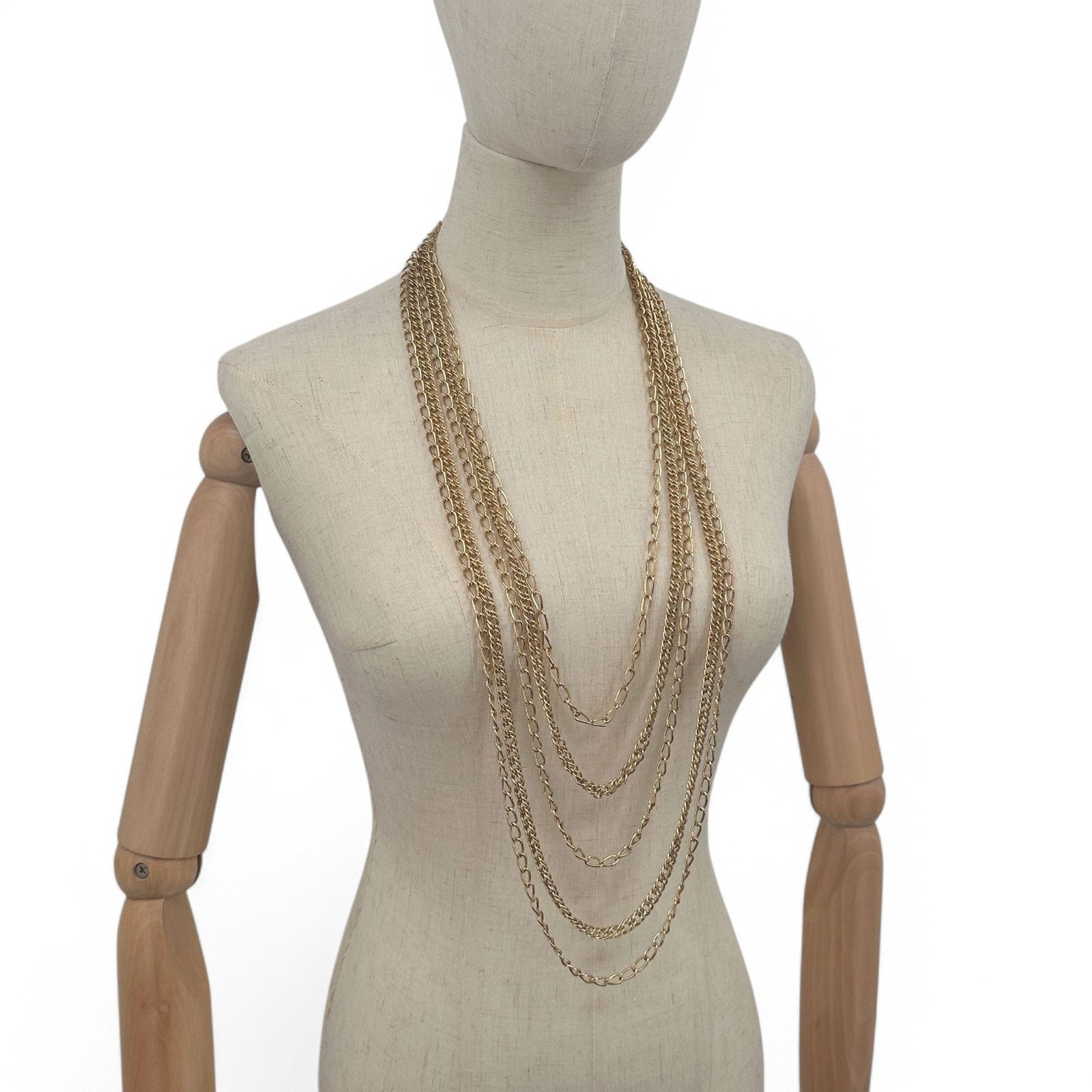 Vintage Crown Trifari Multi Strand Chain Statement Necklace Size ONE SIZE - 8 Thumbnail