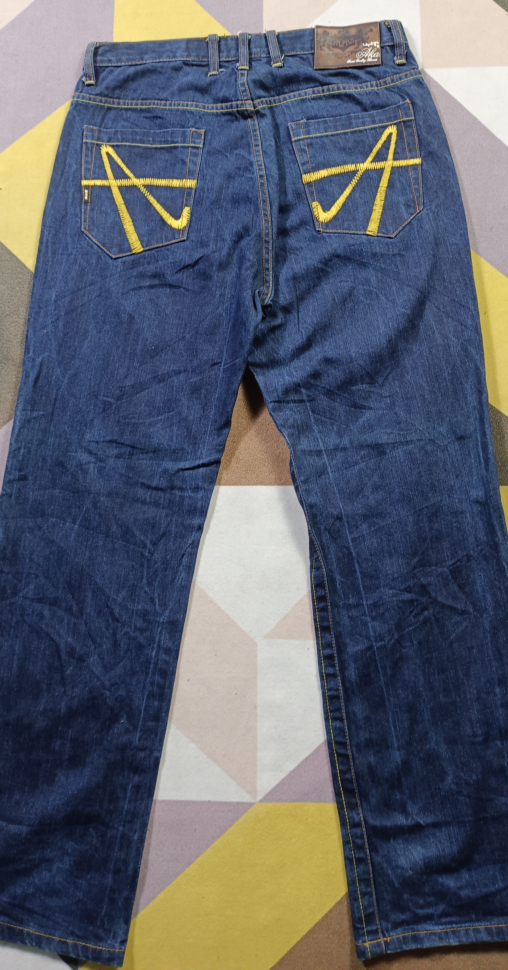 Akademiks × JNCO × Japanese Brand Akademiks Jeans Baggy Dark Wash Embroidered Pockets Hip Hop Size US 34 / EU 50 - 5 Thumbnail