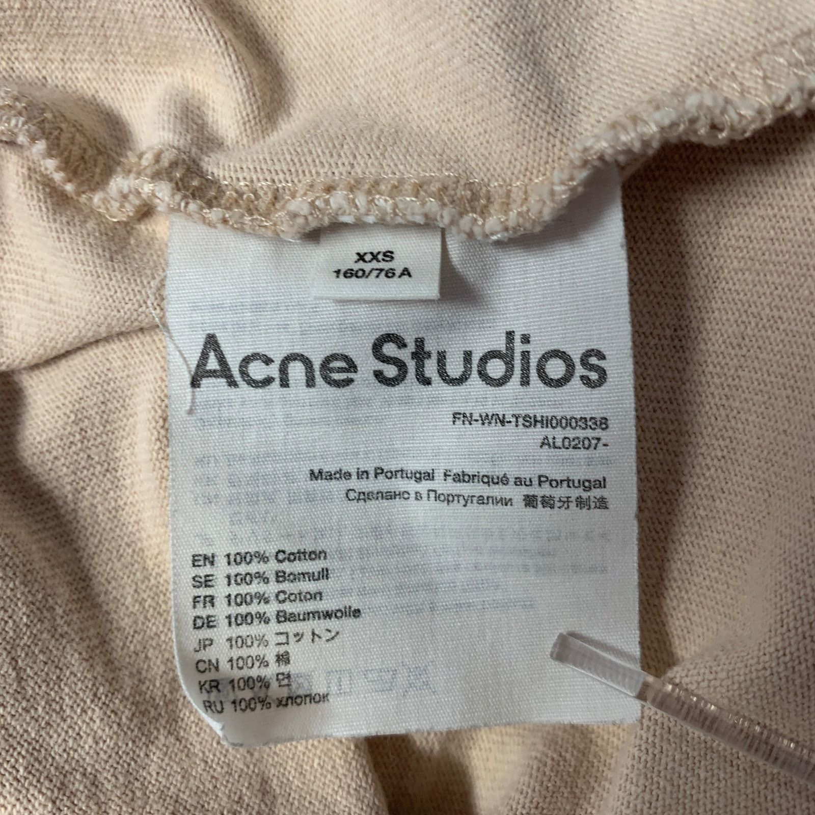 Acne Studios ACNE STUDIOS XXS Tan White Graphic Cotton Crew-Neck T-shirt Size US XXS / EU 40 - 6 Thumbnail