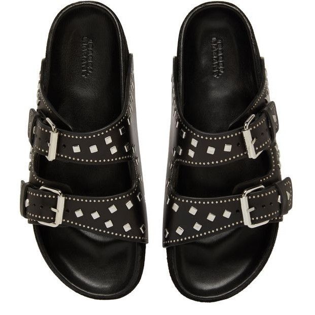 Isabel Marant ISABEL MARANT Lennyo Silver Stud Black Leather Sandals New ( Size US 6 / IT 36 - 4 Thumbnail