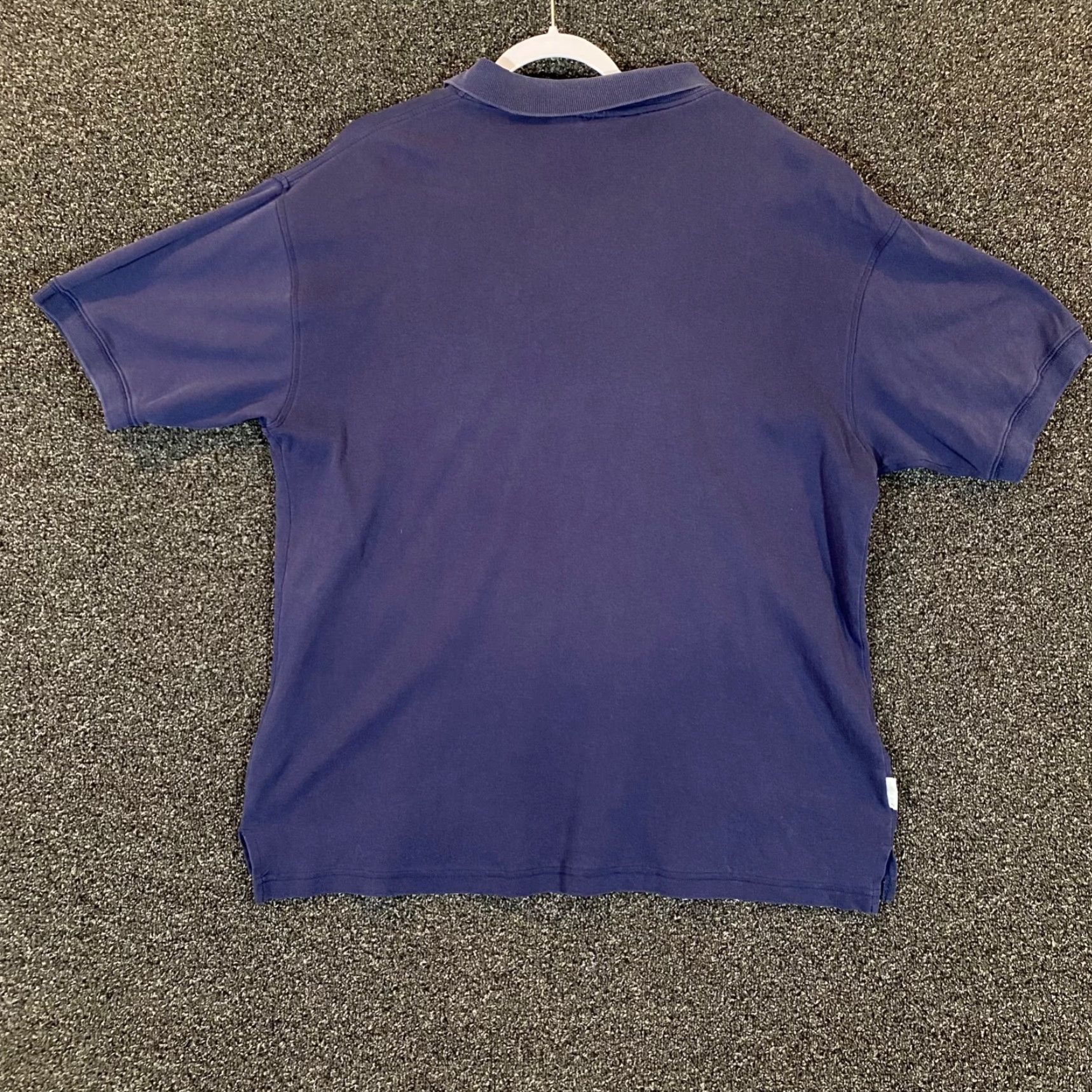 Vintage Looney Tunes Michigan J. Frog Polo Men XL Navy Blue 90s Cartoon S/S Polo, 100% Cotton, Blue, Regular Fit, Golf, Acme Clothing Co. Vintage No Size US XL / EU 56 / 4 - 7 Thumbnail