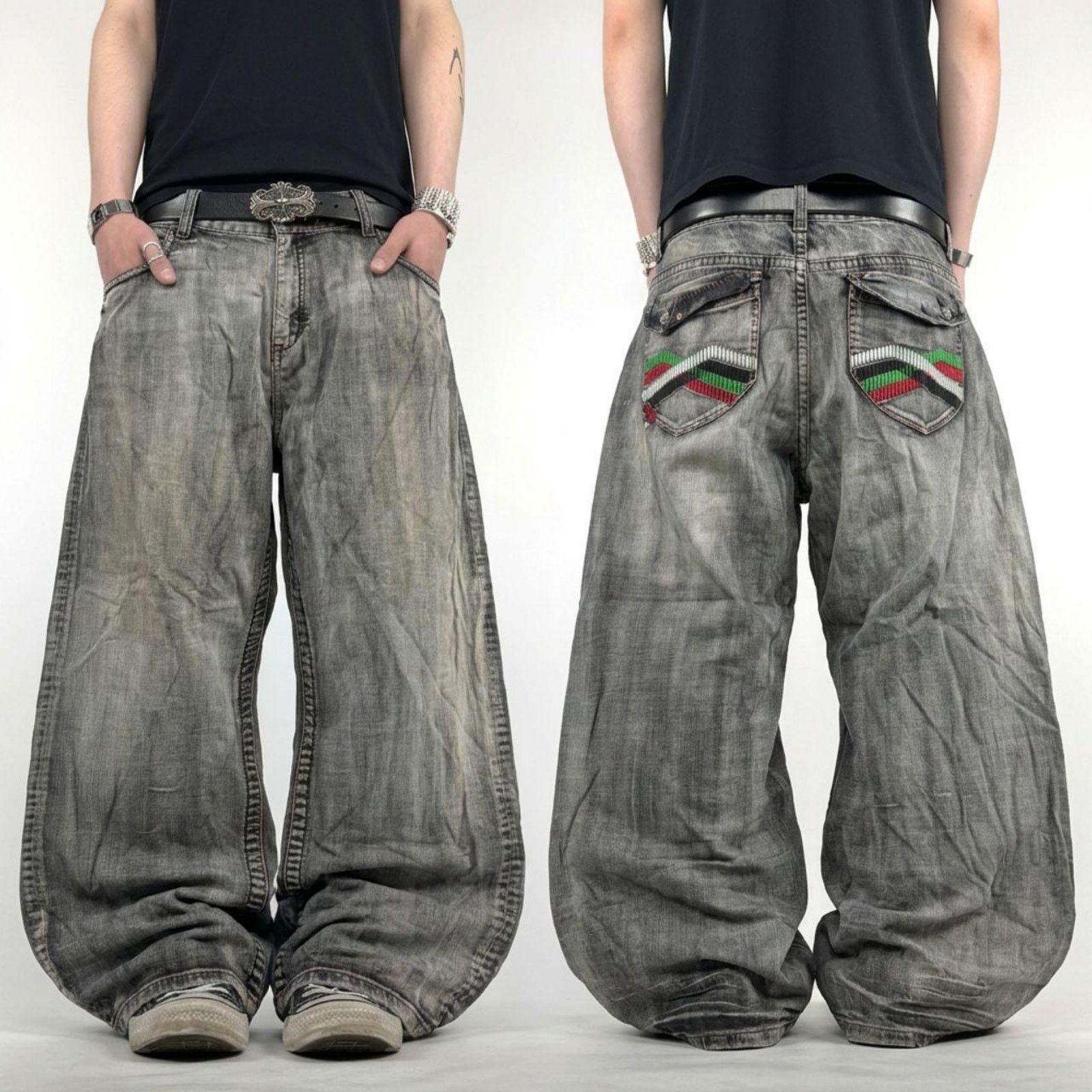 JNCO Vintage Y2K Avirex Baggy Denim Embroidered Eagle Jeans | Grailed