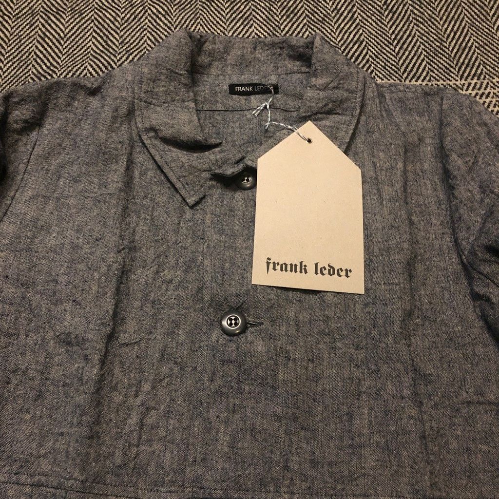 Frank Leder Work Jacket Grey Blue Textured Linen Chore - L NWT $490 Size US L / EU 52-54 / 3 - 3 Thumbnail