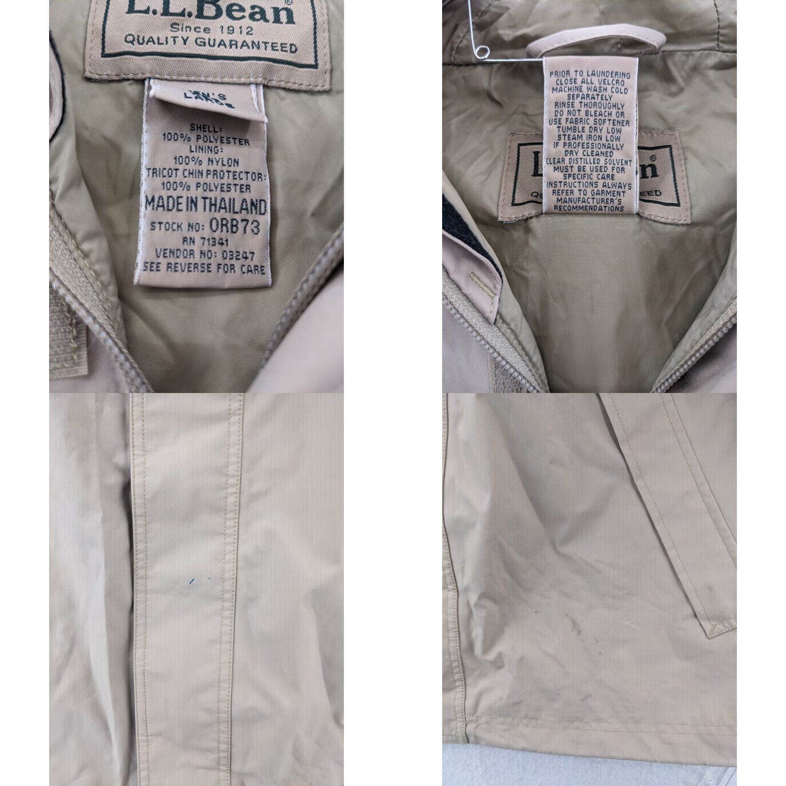 Vintage LL Bean Jacket Mens Large Beige Full Zip Up Windbreaker Coat Shirt? Size US L / EU 52-54 / 3 - 8 Thumbnail