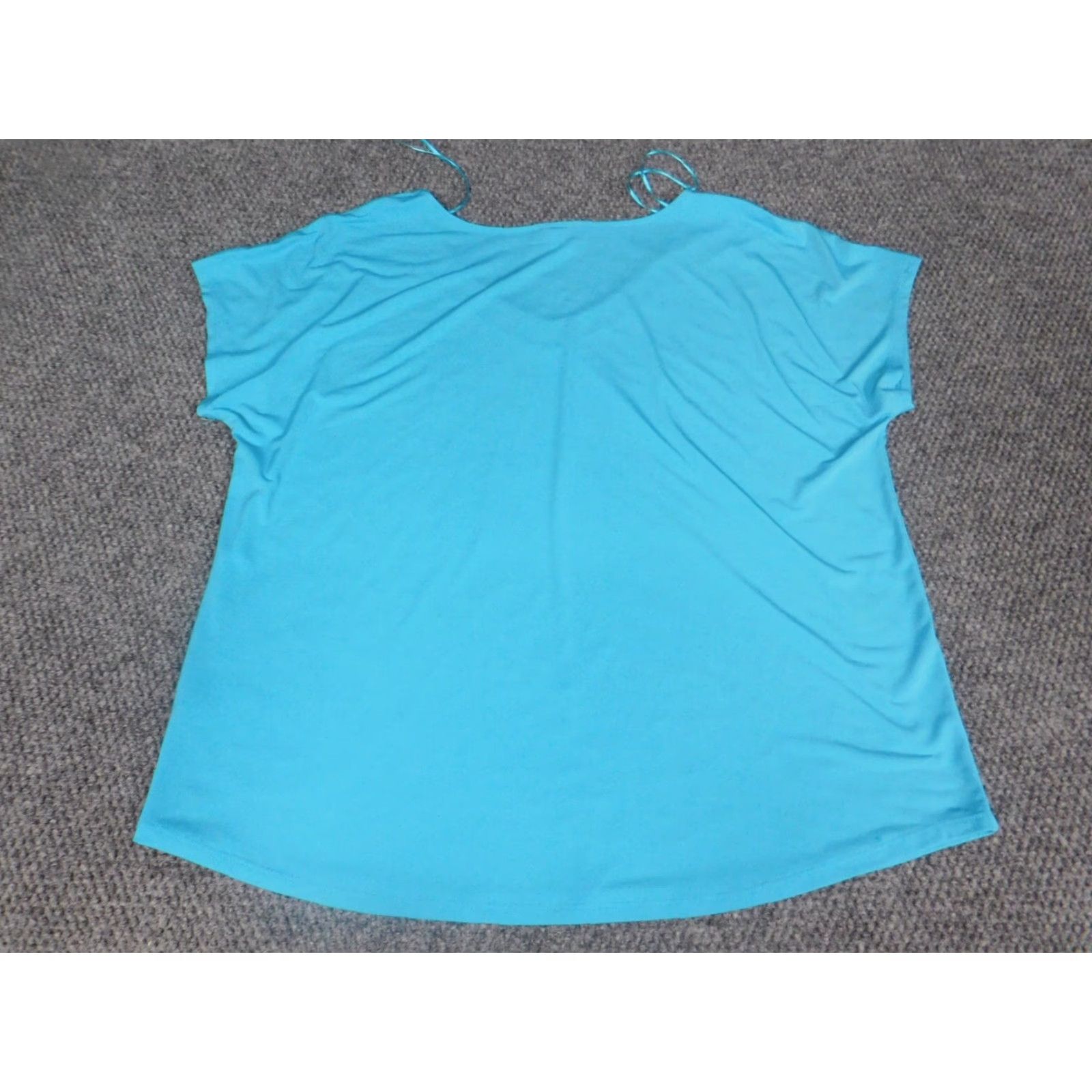 Vintage Jaclyn Smith Blouse Womens XL Blue Crew Neck Pullover Cotton Polyester Rayon Stretch Casual Sleeveless Size XL / US 12-14 / IT 48-50 - 7 Thumbnail