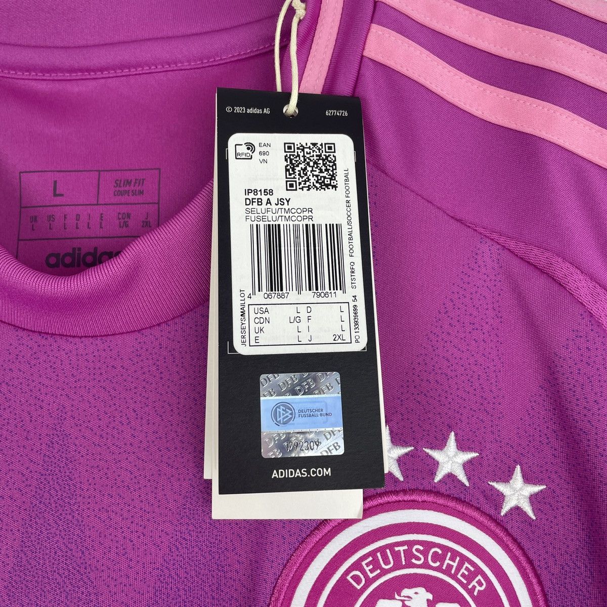 Adidas Germany Leroy Sane Adidas Pink Jersey Euro 2024 size L Size US L / EU 52-54 / 3 - 6 Thumbnail