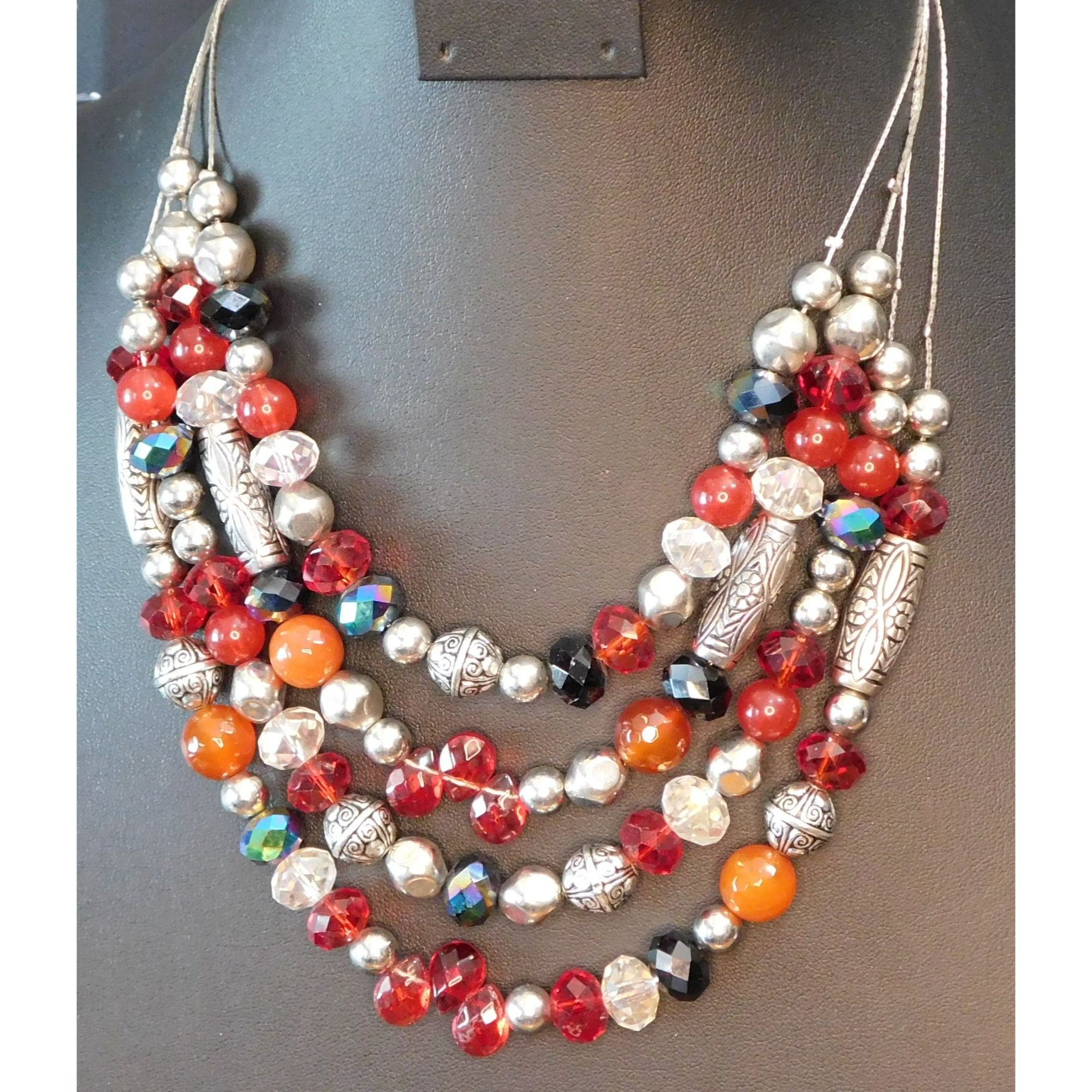 Other Multilayer Glass And Metal Beaded Layered Necklace Size ONE SIZE - 1 Thumbnail