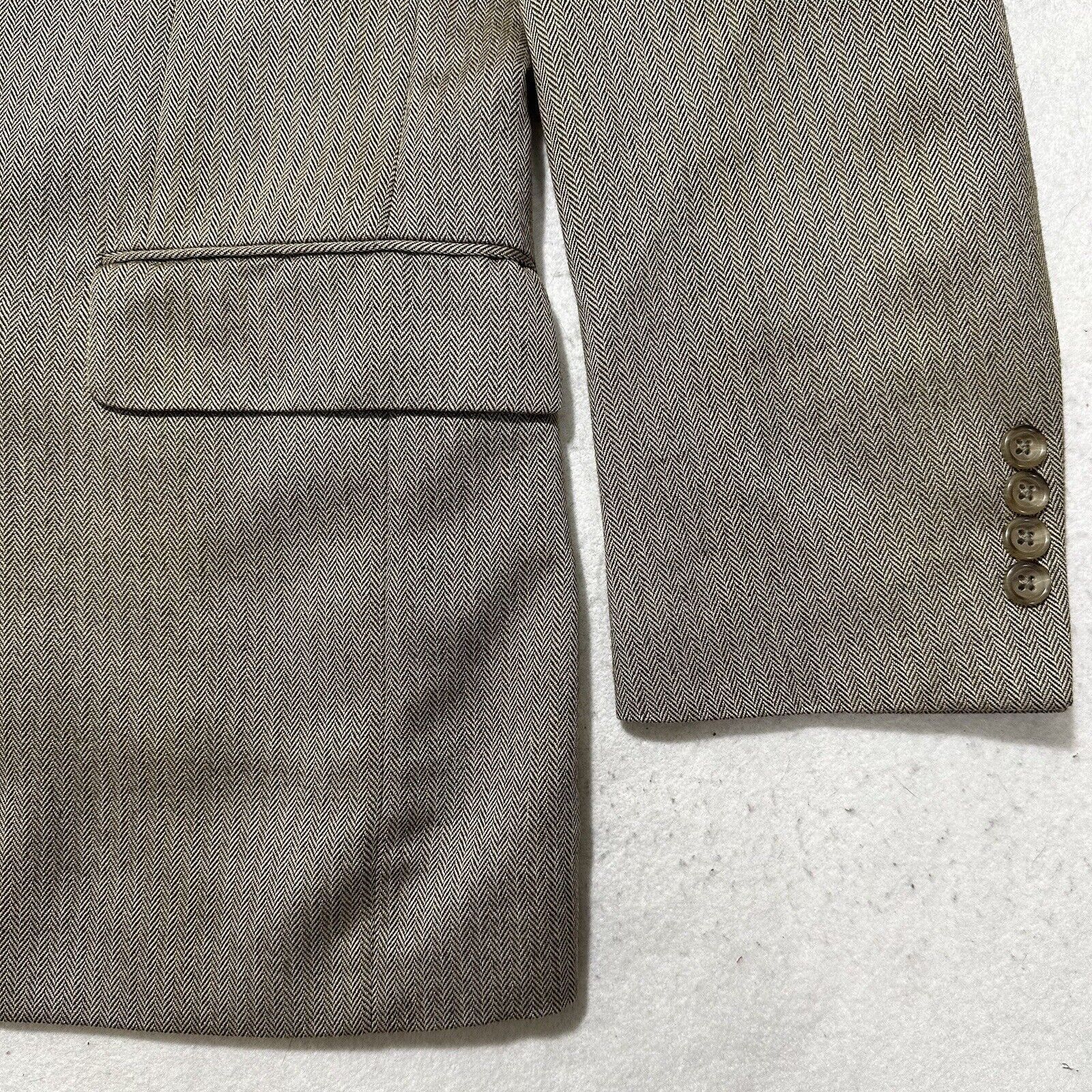 Jos. A. Bank Jos. A. Bank 42R Silk Camel Hair Herringbone Suit Jacket Size 42R - 4 Thumbnail