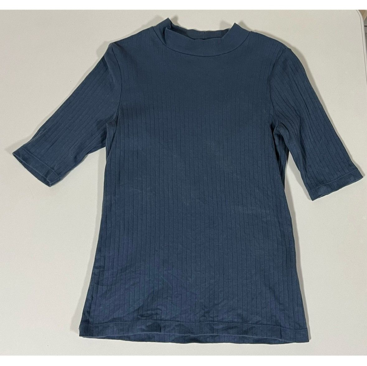 Uniqlo Uniqlo Blue Periwinkle Mock-Neck Tee Shirt Top Blouse XS 🦋✨ Size XS / US 0-2 / IT 36-38 - 2 Thumbnail
