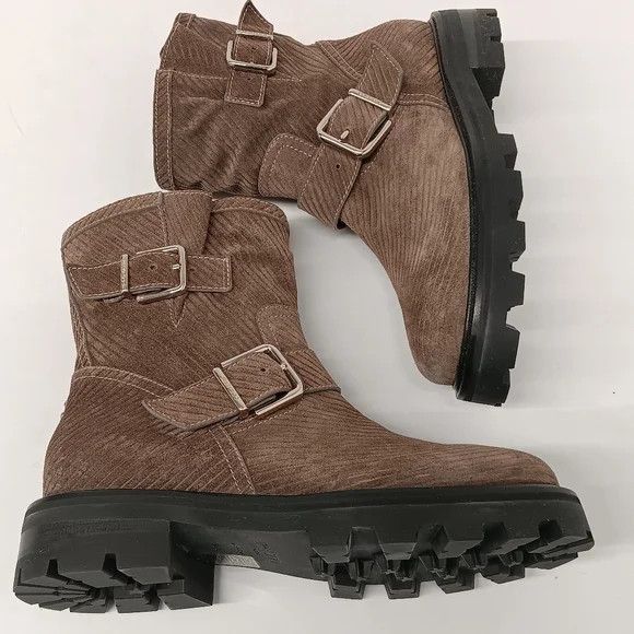 Jimmy Choo Jimmy Choo Youth II Corduroy Clay Suede Moto Boots - EU36.5 Size US 6.5 / IT 36.5 - 6 Thumbnail