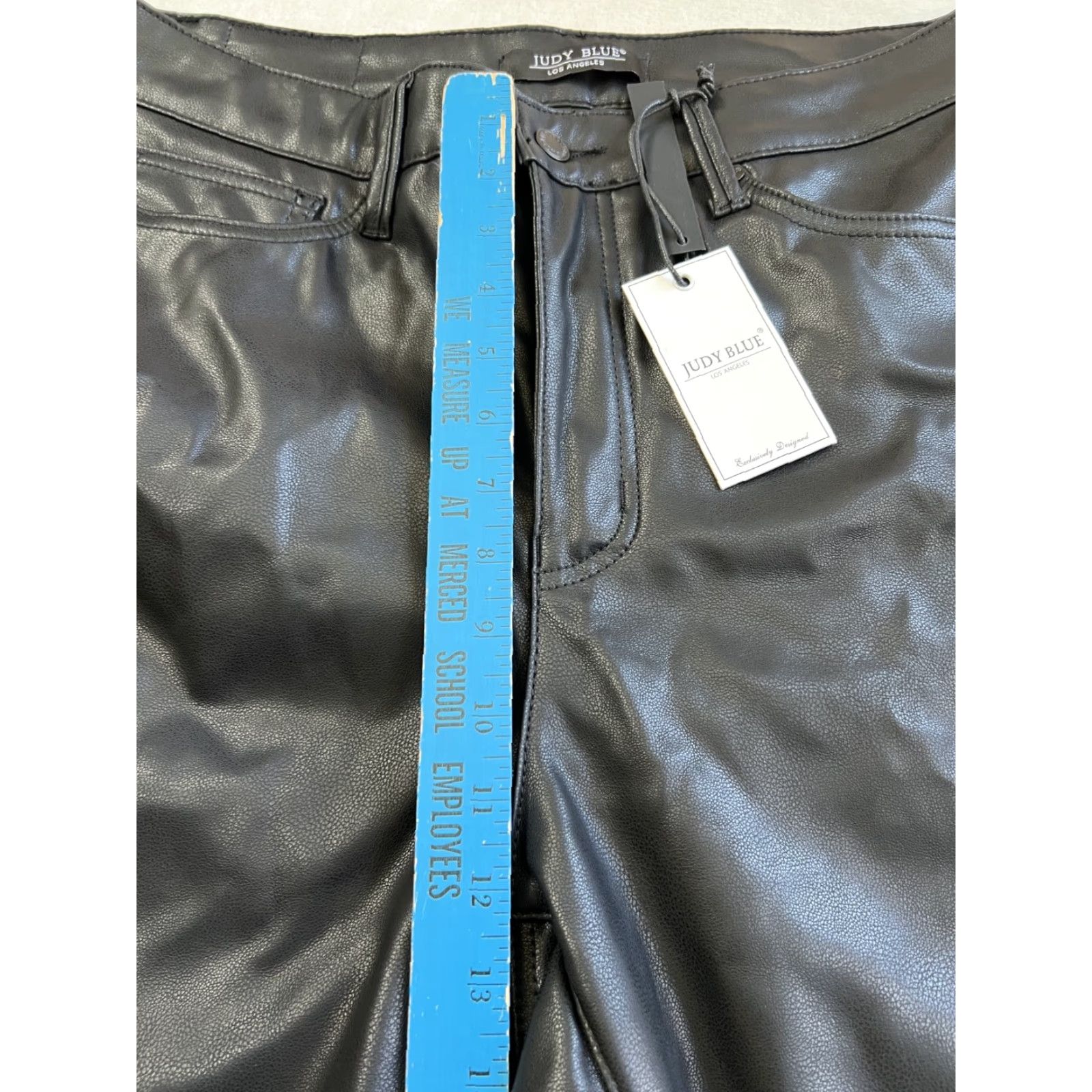 Vintage Judy Blue Jeans Women's 14 Faux Leather Front Black Straight Fit 5-Pocket Design High Rise NEW Size 36" / US 14 / IT 50 - 5 Thumbnail