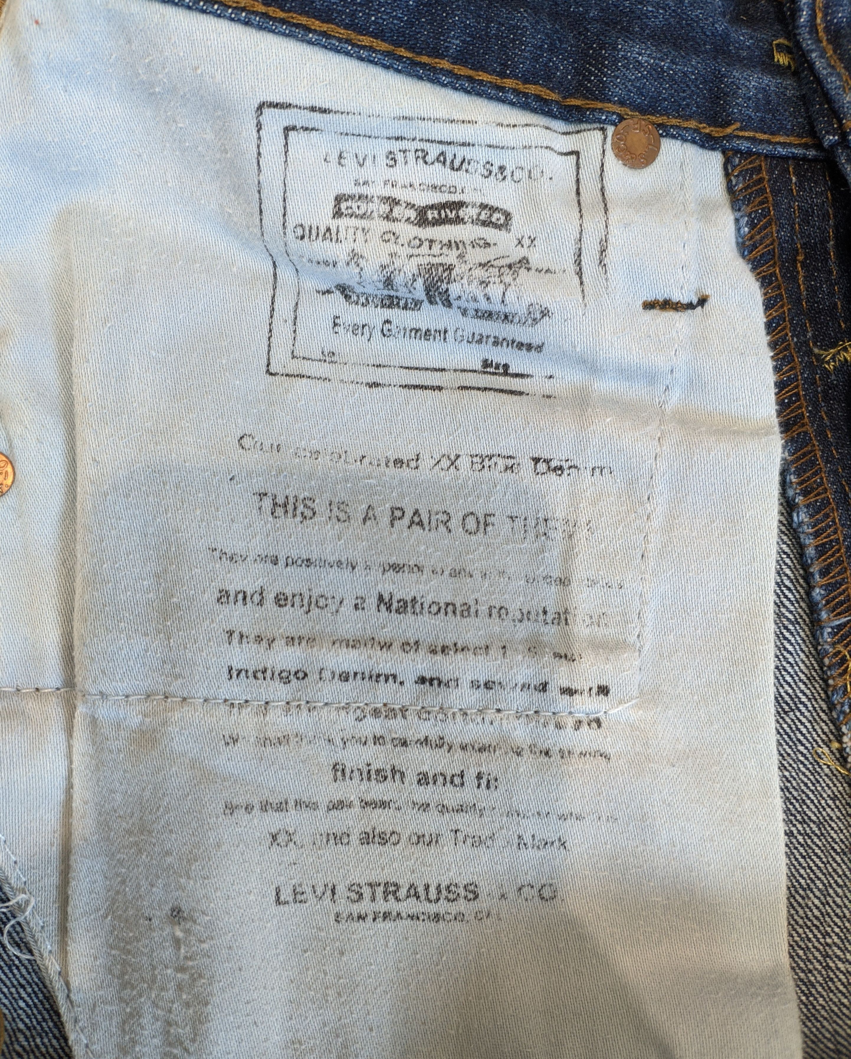 Levi's VTG 90 LEVI'S 501XX Big E Selvedge Denim Jeans Logo Pocket Size US 30 / EU 46 - 15 Thumbnail