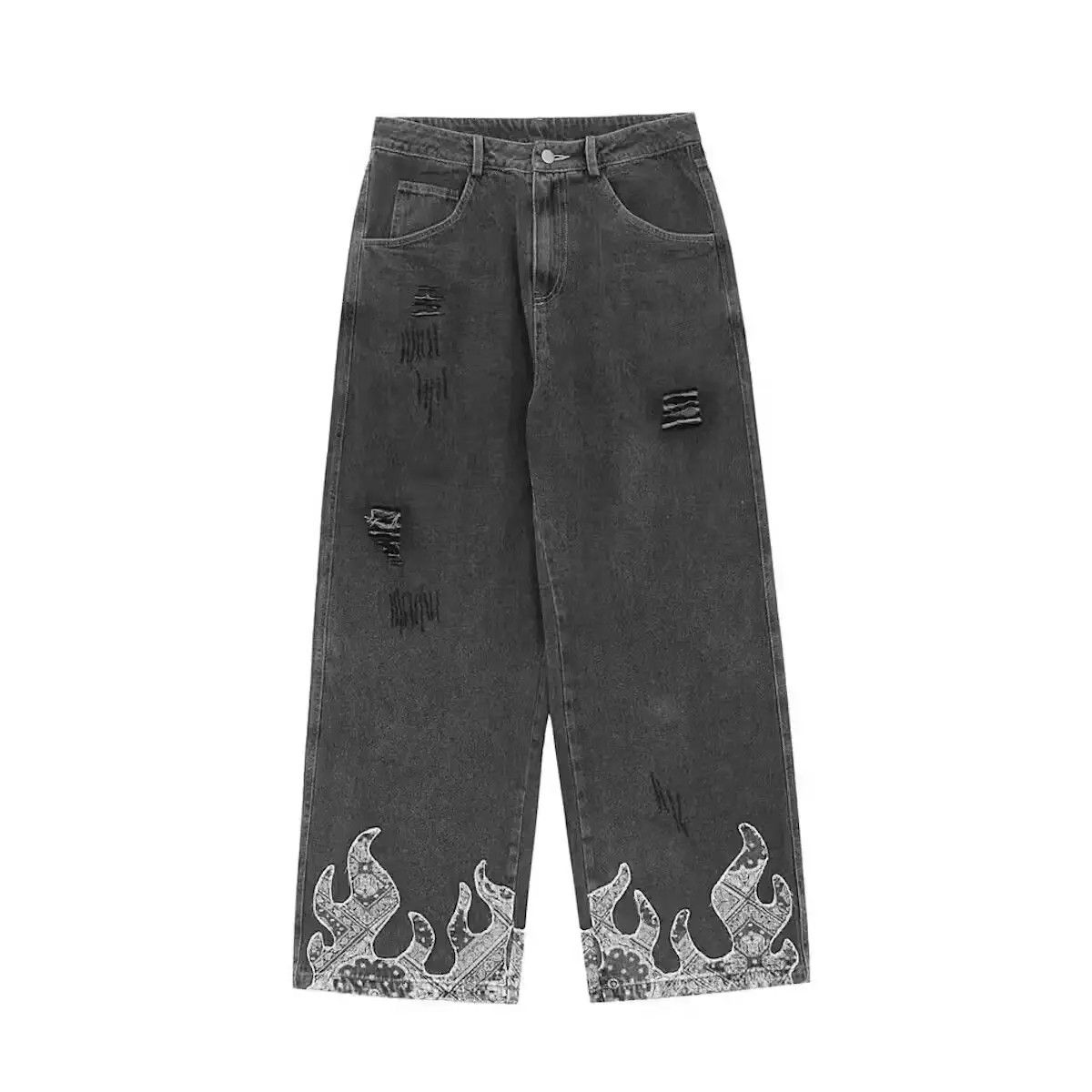 image of Vintage Denim Flame Pants in Black, Men's (Size 32)