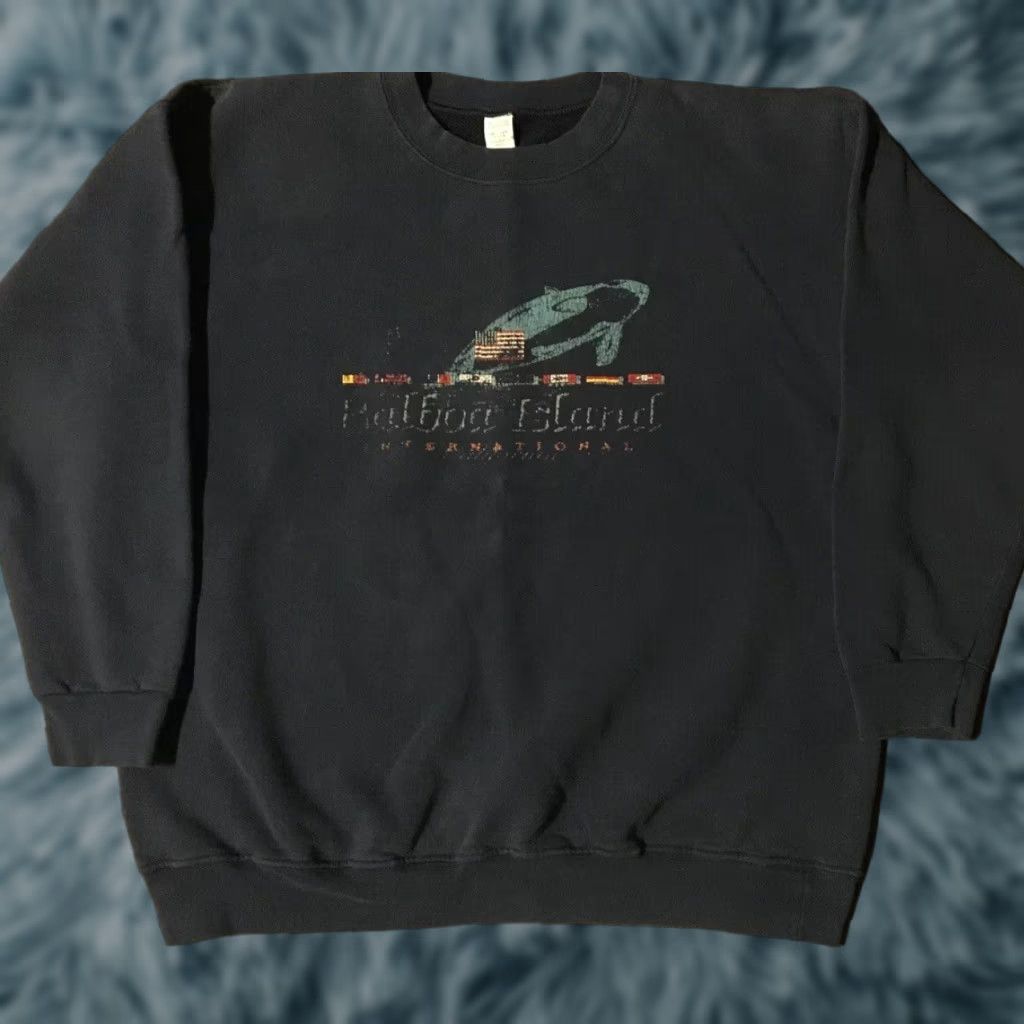 Nautica VINTAGE Balboa Island 90s Faded Spellout Flag Sweatshirt XL Navy Blue Men Pullover Shirt/ Sweatshirt Nautical Grunge USA 80s 90s Style Mens Size US XL / EU 56 / 4 - 1 Thumbnail