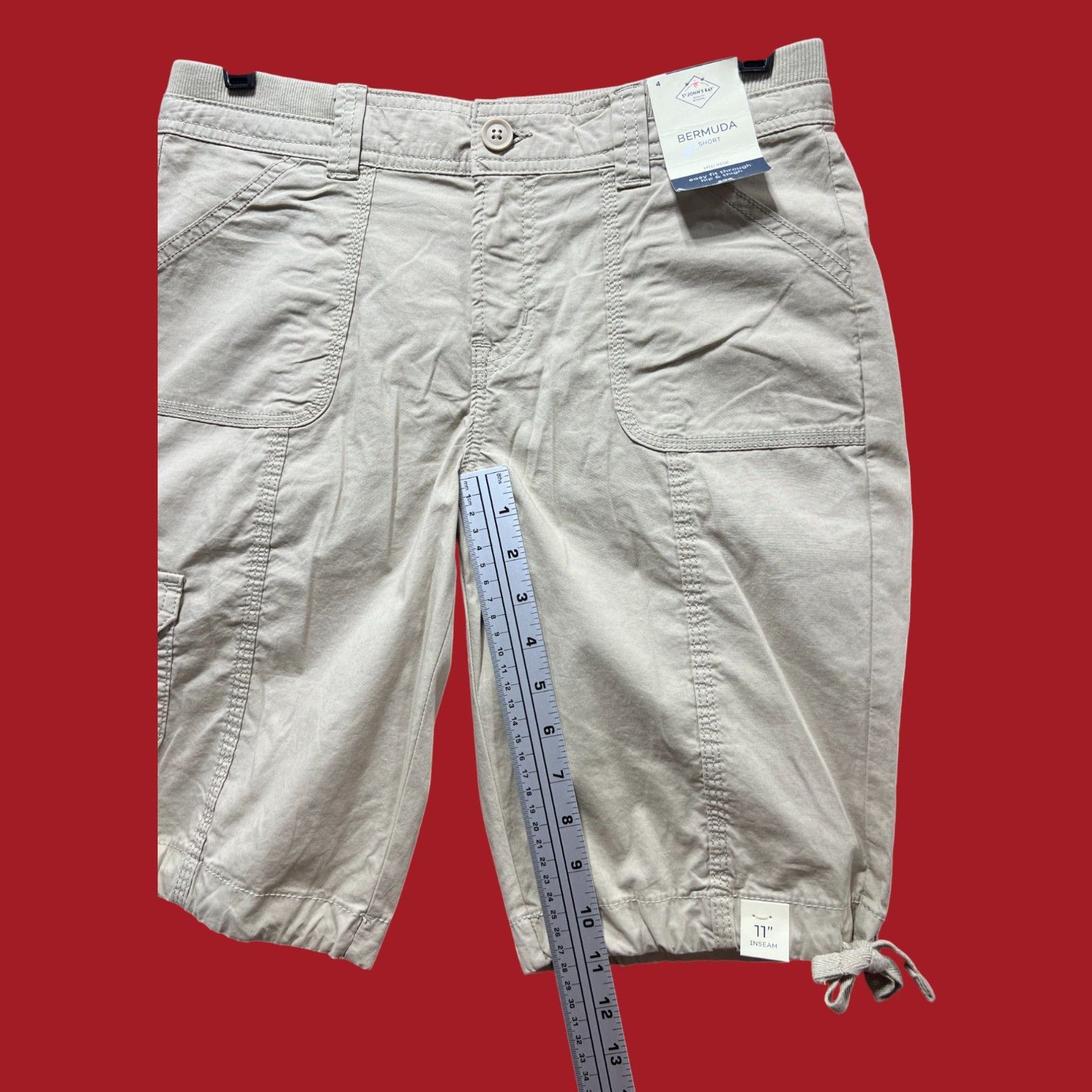Other St. John's Bay - Women's Mid-Rise Cargo Bermuda Short - Beig Size 27" / US 4 / IT 40 - 8 Thumbnail
