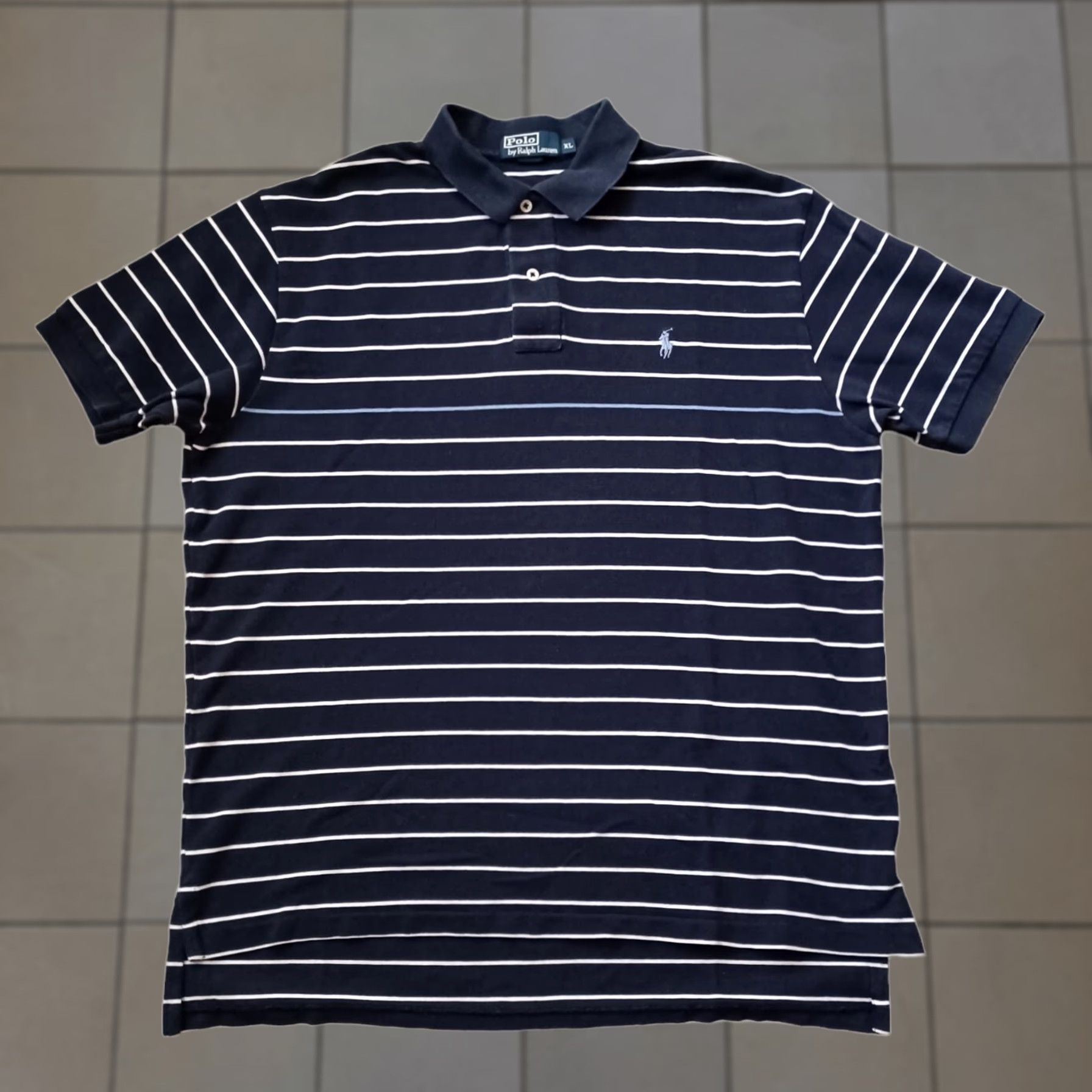 Polo Ralph Lauren VINTAGE Polo Ralph Lauren Shirt Men XL Blue White Stripe Pony Logo Short Sleeve Size US XL / EU 56 / 4 - 1 Thumbnail