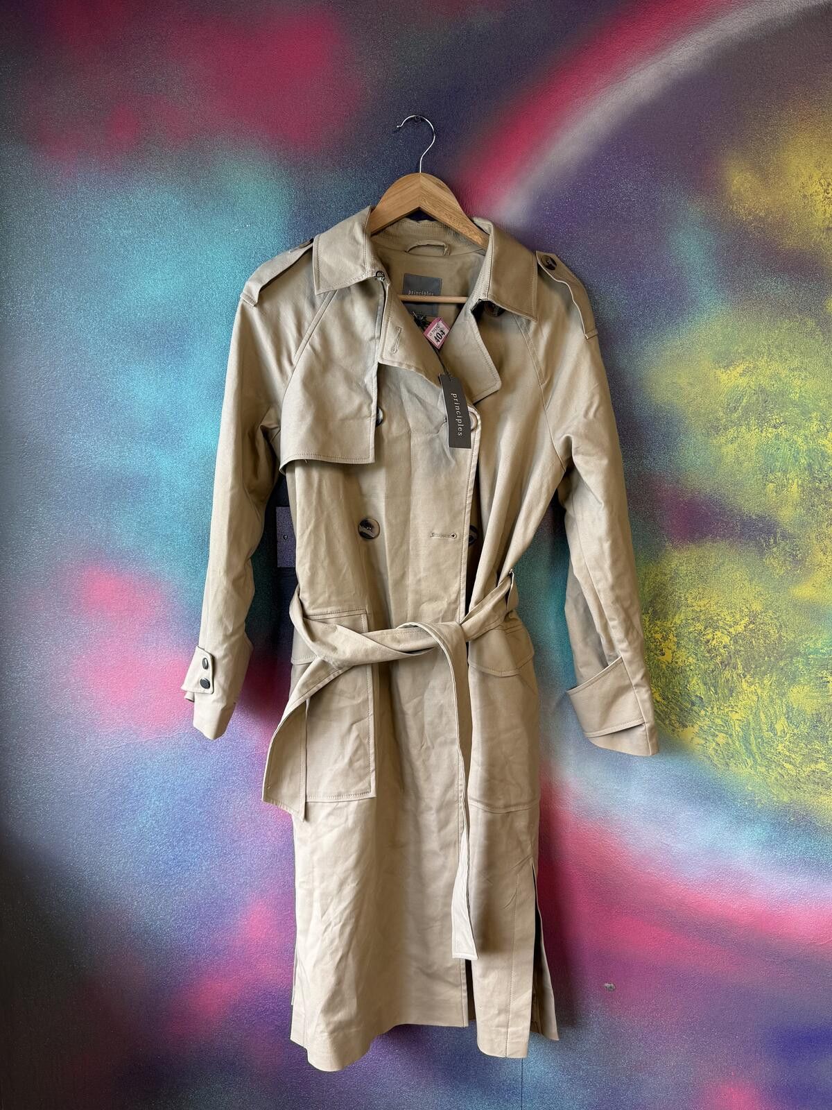 Other Principles stone double breasted trench coat-belted Mac Size M / US 6-8 / IT 42-44 - 1 Thumbnail