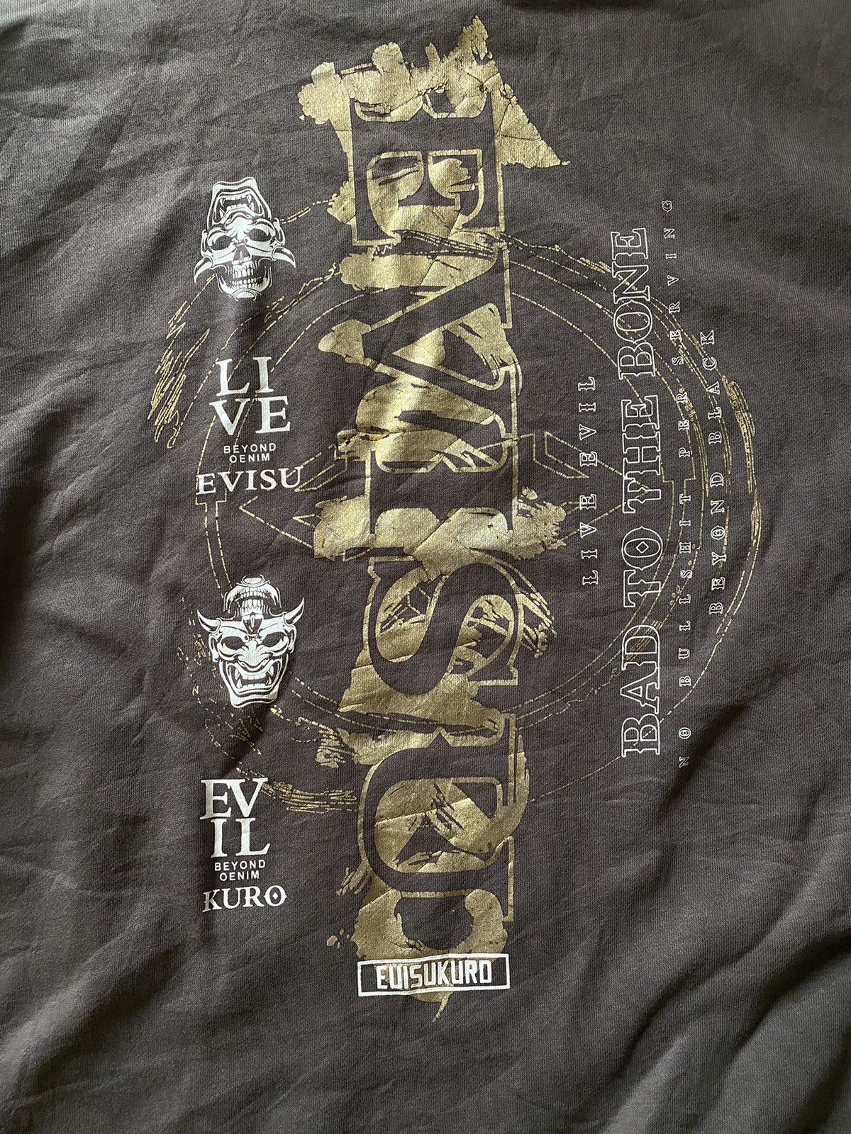 Japanese Brand Back Printed Logo Evisu Distressed Crewneck Size US L / EU 52-54 / 3 - 4 Thumbnail